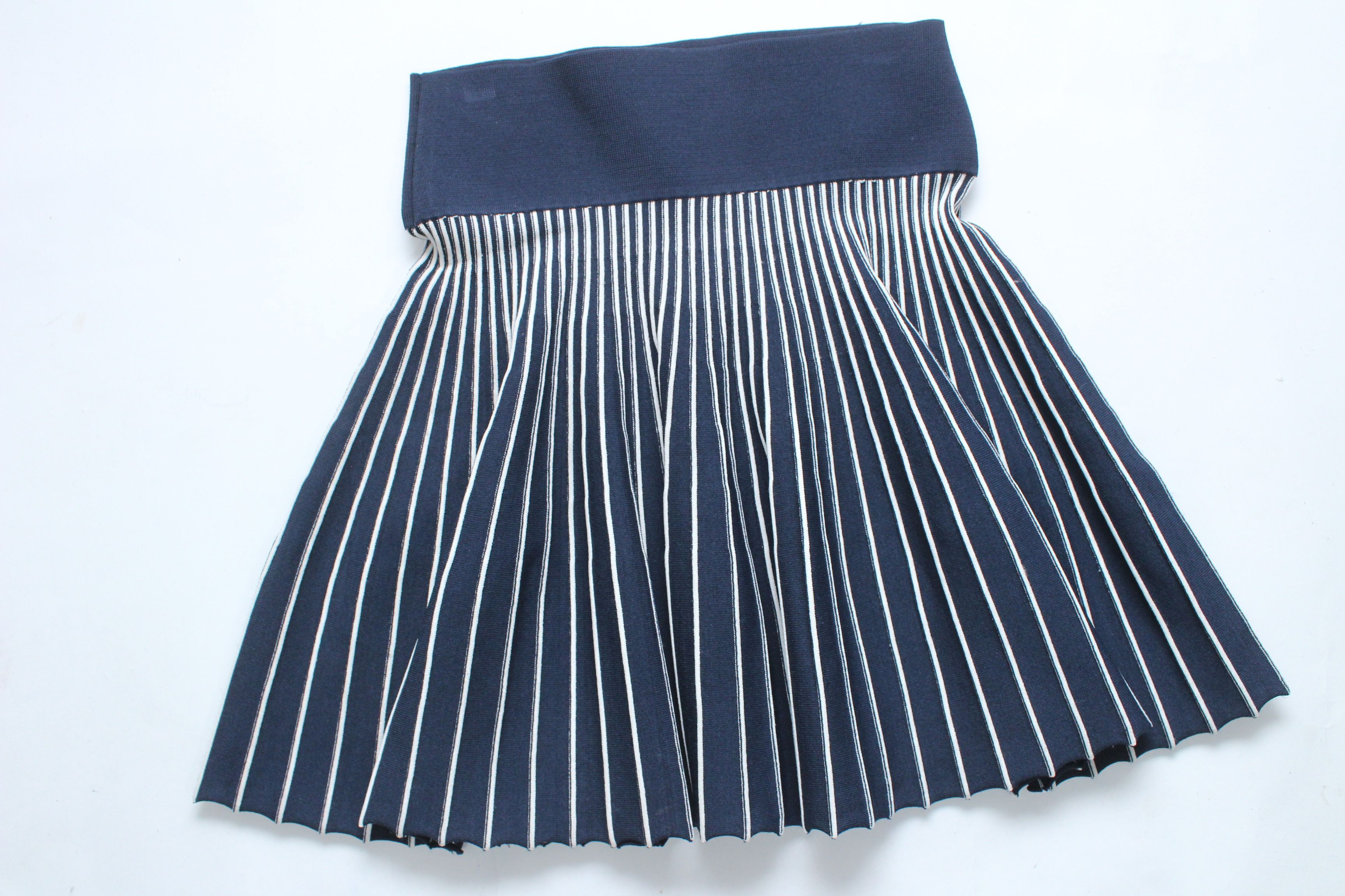 Opening Ceremony Opening Ceremony Striped Knit Pleated Mini Skirt Navy Size 34" / US 12 / IT 48 - 6 Thumbnail