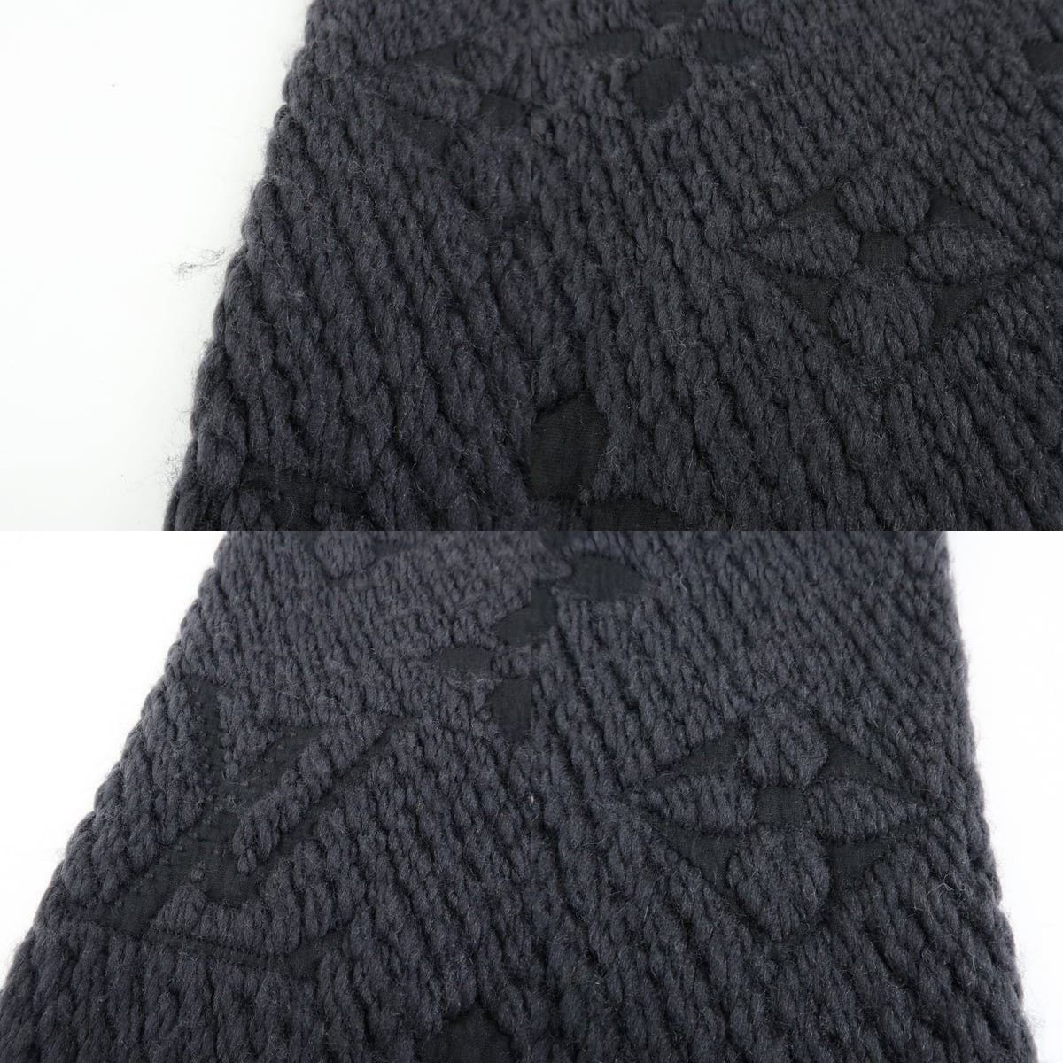 Louis Vuitton Louis Vuitton Logomania Wool Silk Scarf Black Size ONE SIZE - 4 Thumbnail