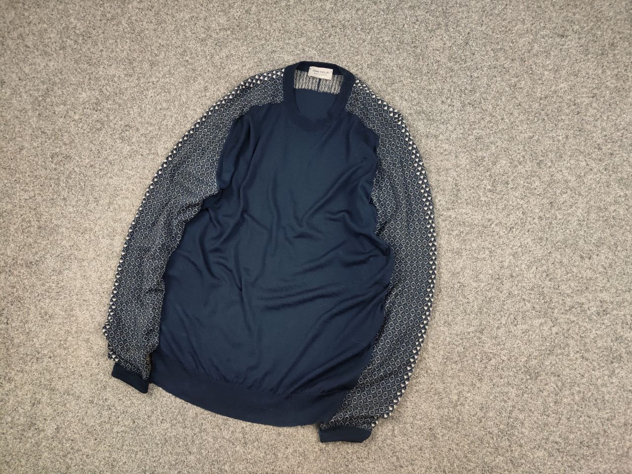 John Smedley John Smedley Classic Lana Wool Pattern Crew Check Sweater Size US L / EU 52-54 / 3 - 3 Thumbnail