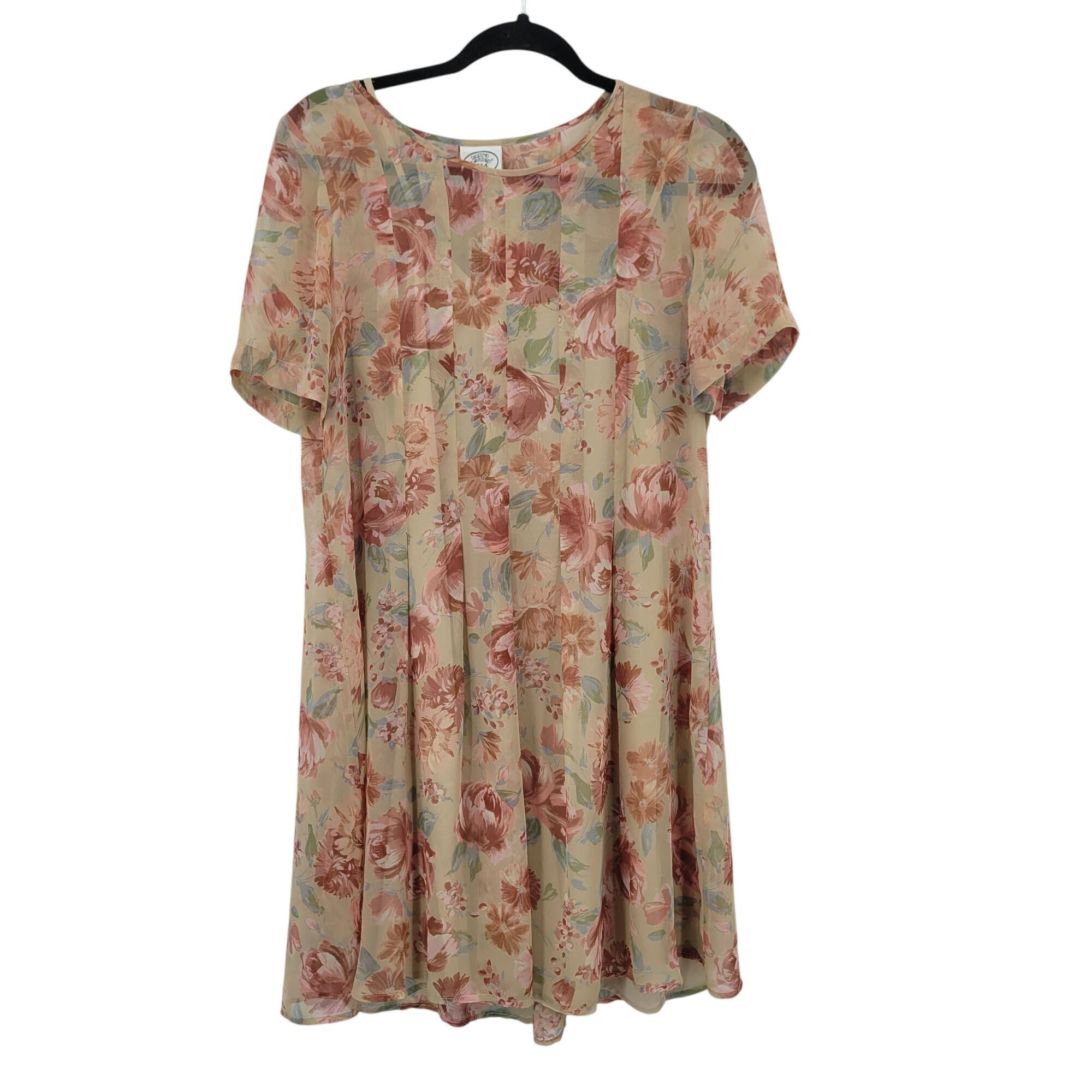Laura Ashley Vtg Laura Ashley Sheer Floral Short-Sleeve Shift Dress Sz 4 Size S / US 4 / IT 40 - 5 Thumbnail