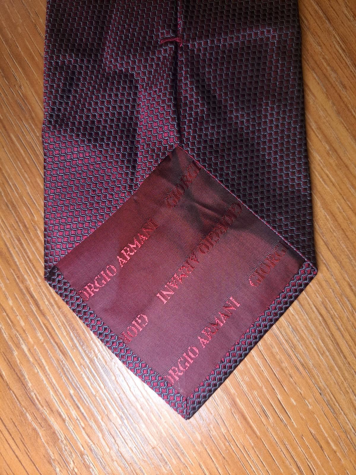 Giorgio Armani Giorgio Armani Collezioni Silk Tie Red Sharkskin Wide Size ONE SIZE - 2 Thumbnail