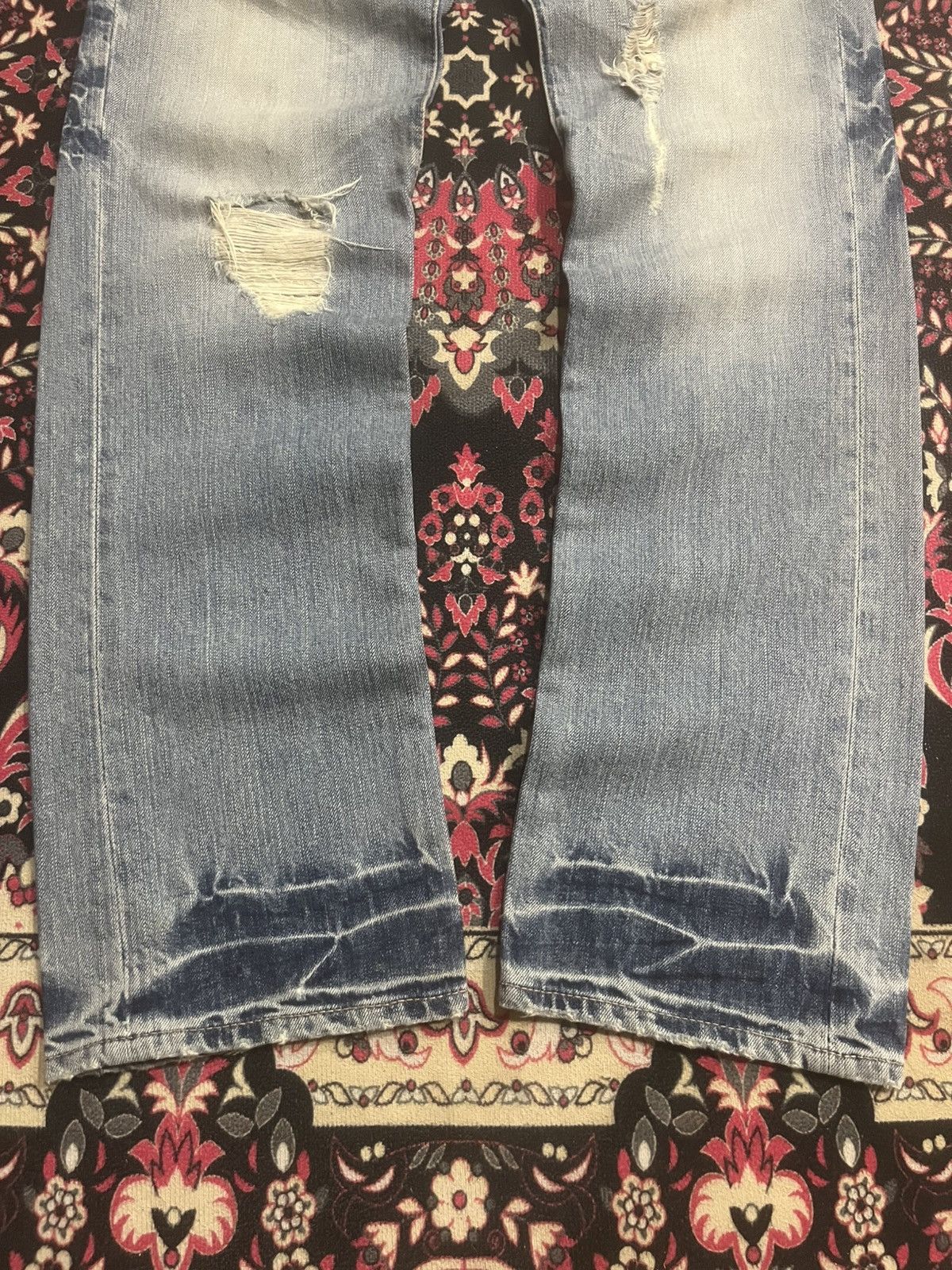 PPFM Vintage Payton Place For Men Double Waist Distressed Jeans Size US 31 - 8 Thumbnail