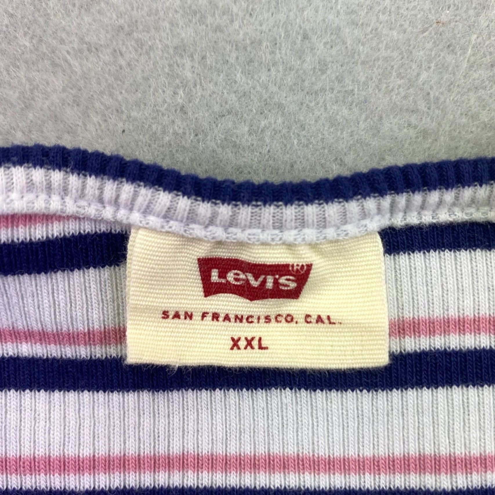 Levi's Levi's Women's Striped Shirt Pink White Short Sleeve XXL Crew Neck Knit Embroidered Logo Slim Casual Vintage No Size XXL / US 16-18 / IT 52-54 - 4 Thumbnail