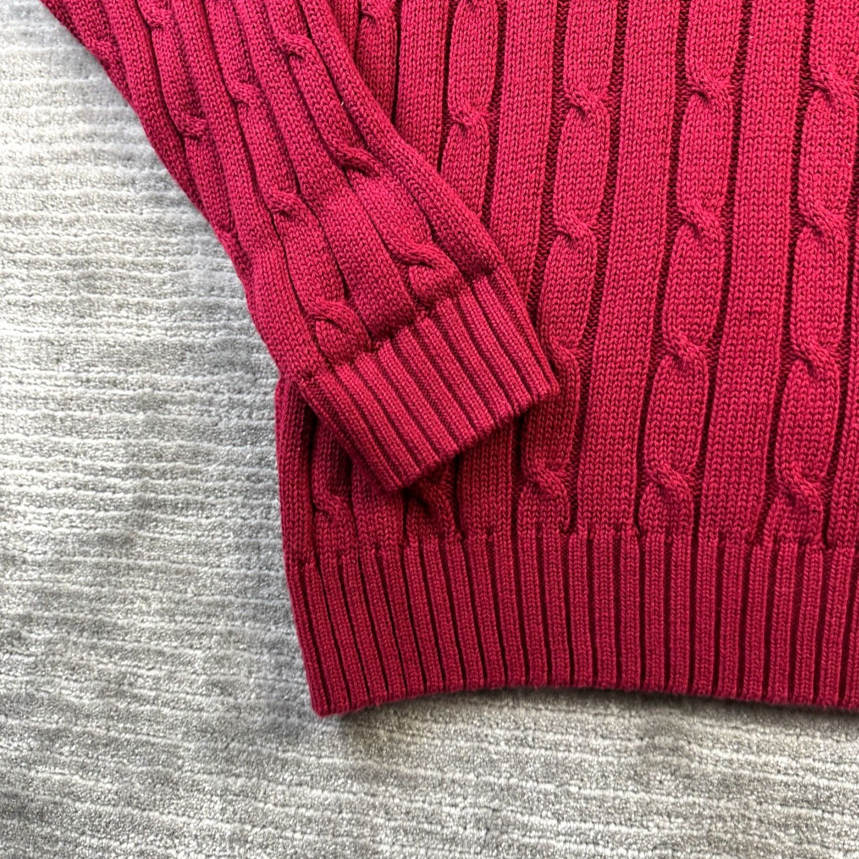 Polo Ralph Lauren VINTAGE Izod Sweater Mens Medium Red Cable Knit Crewneck Size US M / EU 48-50 / 2 - 3 Thumbnail