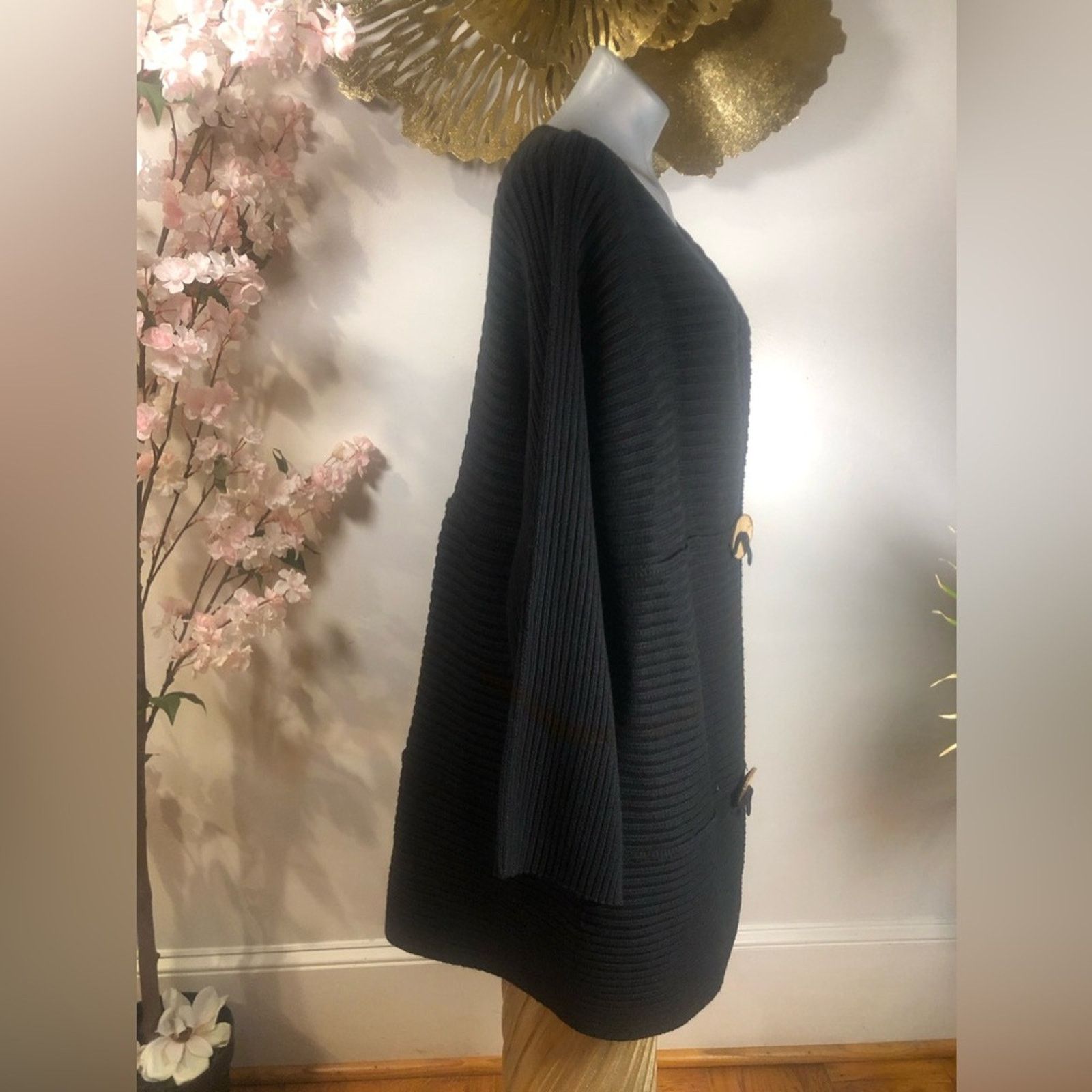 NBDN Nobrandedon Cardigan sweater woven in black wood buttons Size XL / US 12-14 / IT 48-50 - 4 Thumbnail