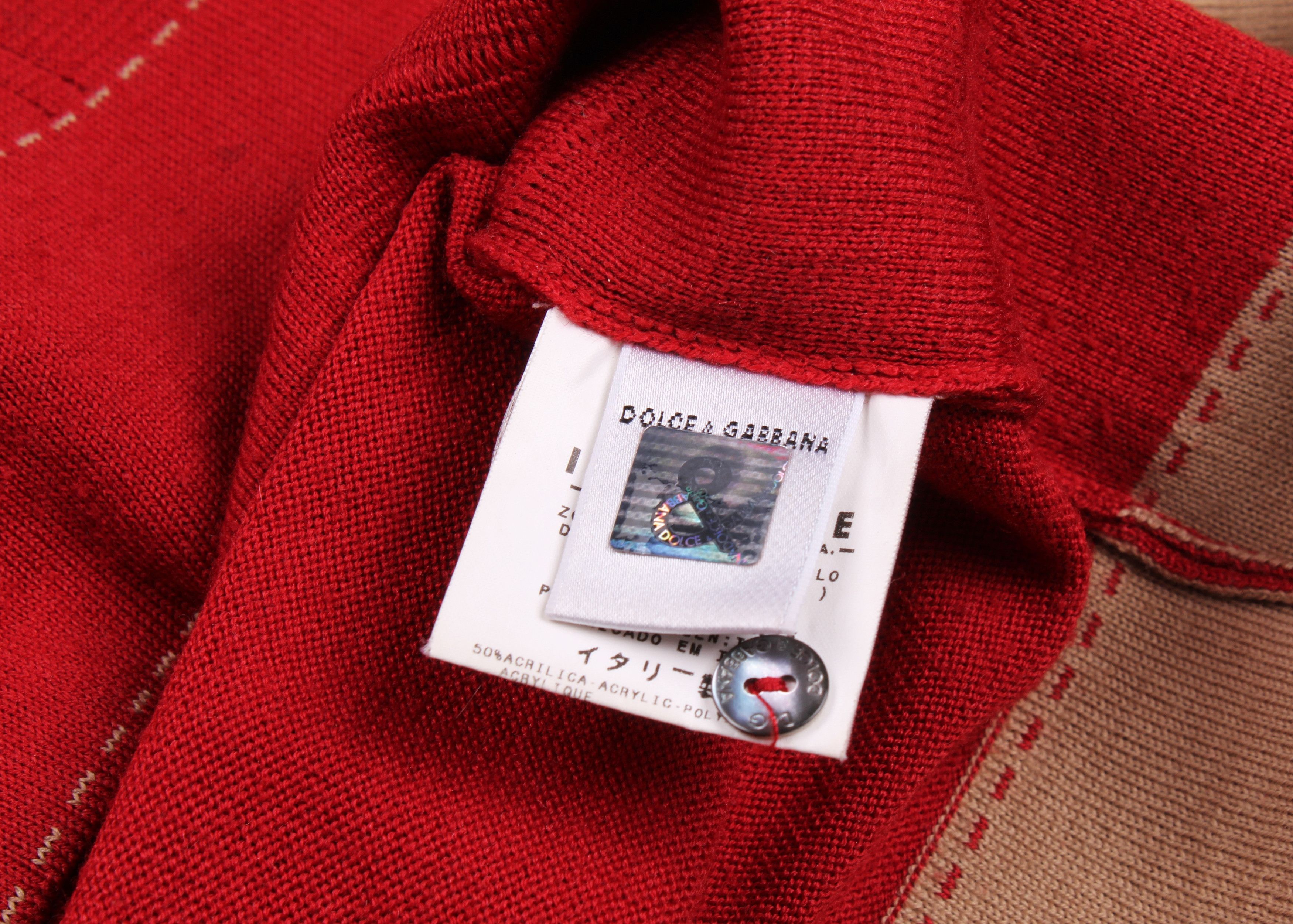 Dolce & Gabbana × Vintage Vintage Dolce & Gabbana Red Wool Collared Sweater Size US M / EU 48-50 / 2 - 7 Thumbnail