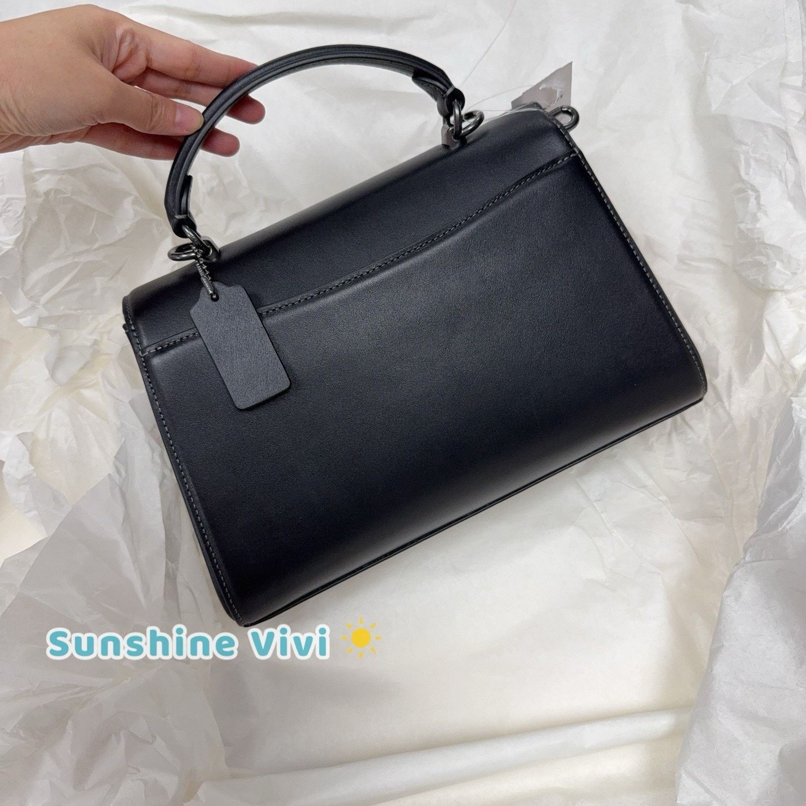 Coach NWT Coach Eliza Top Handle Bag Leather CT852, Gunmetal/Black Size ONE SIZE - 5 Thumbnail