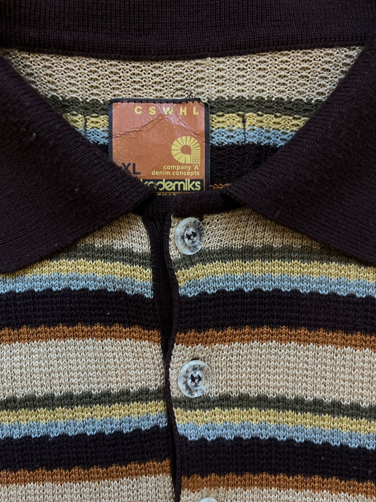 Akademiks Akademiks Knit Polo Shirt XL Brown Tan Striped Retro Y2K Size US XL / EU 56 / 4 - 3 Thumbnail