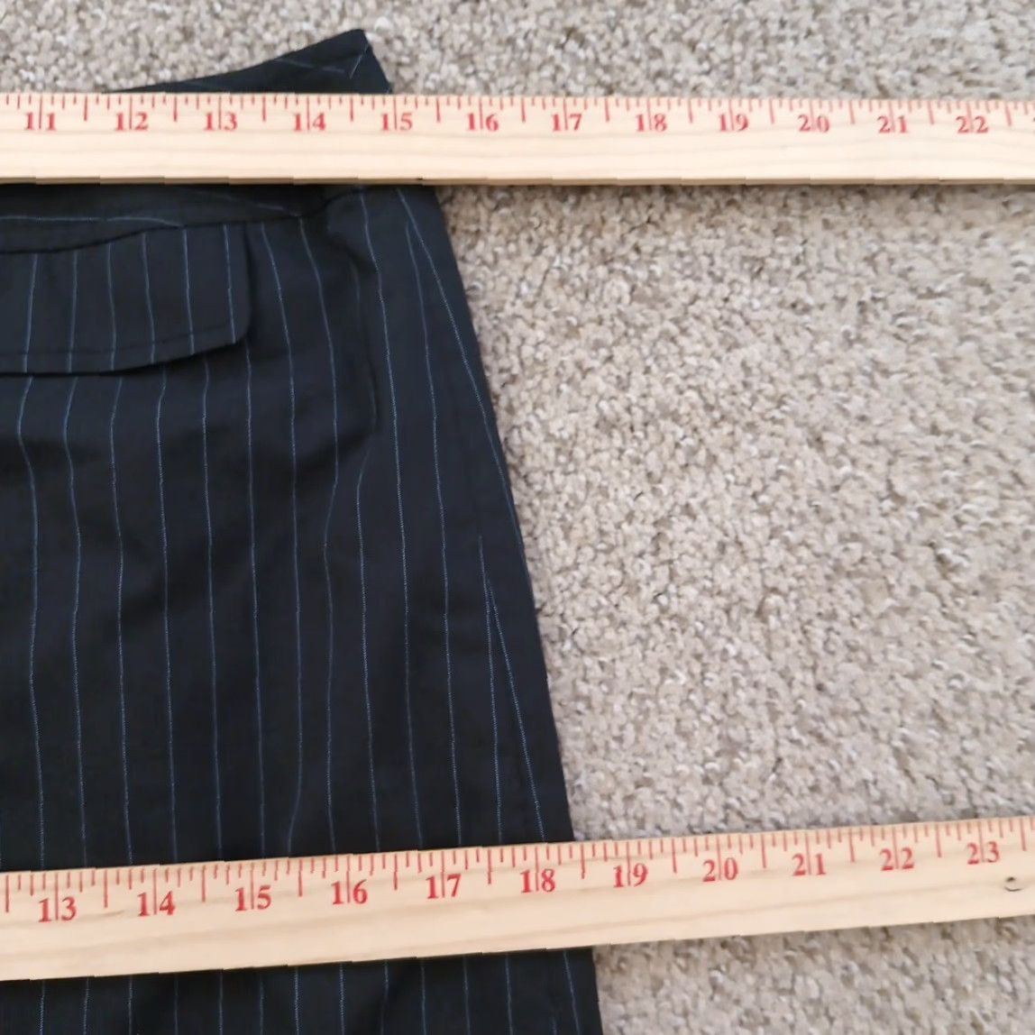 Loft Ann Taylor Loft Skirt Knee Length Black Blue Striped Button Front Lined Size 6 Womens Pencil Straight Pockets Regular Dry Clean Only LOFT Size 28" / US 6 / IT 42 - 3 Thumbnail