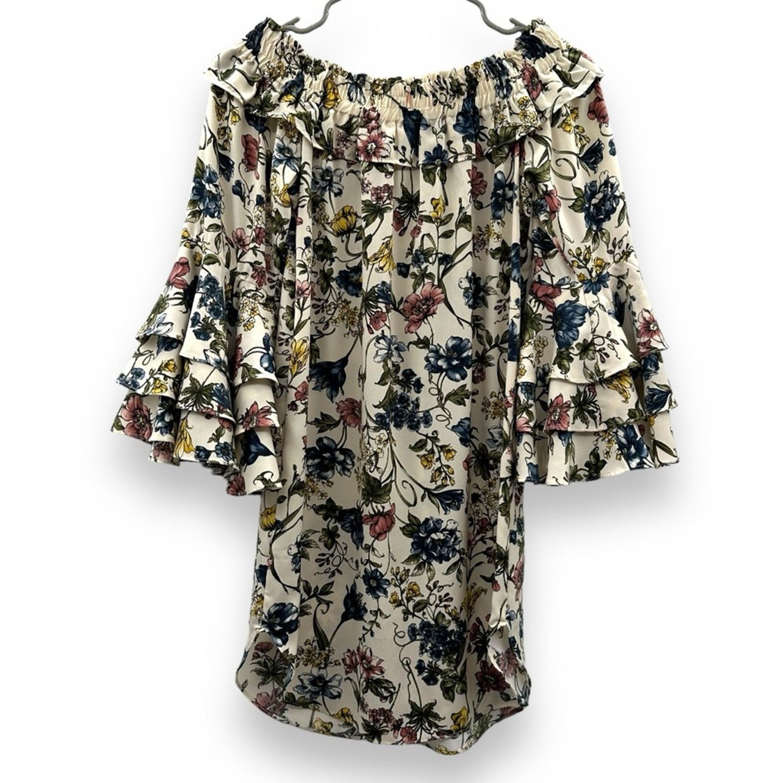 MISA Los Angeles MISA Amal Multicolor Floral Off Shoulder Ruffle Mini Dress Size XS / US 0-2 / IT 36-38 - 6 Thumbnail