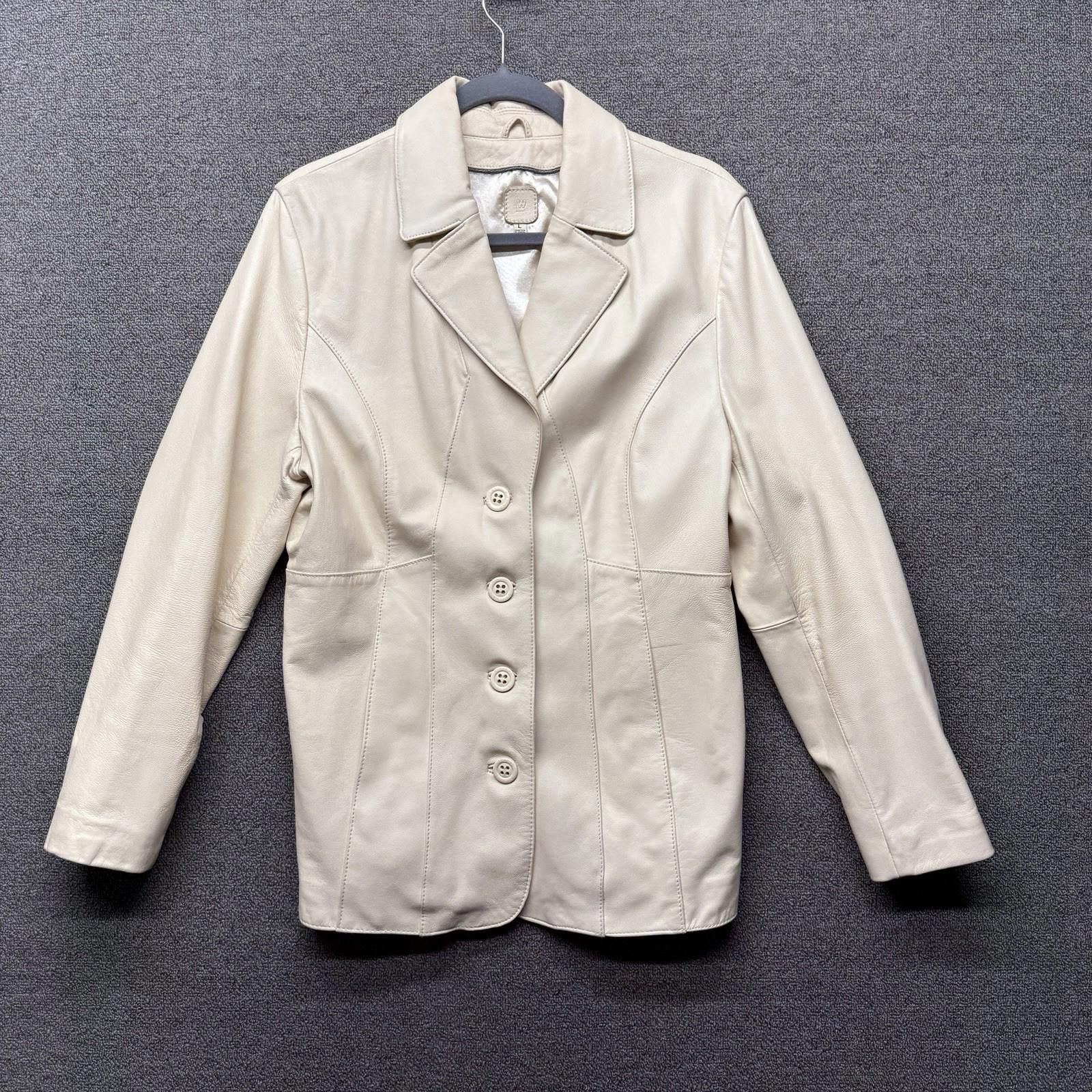 Wilsons Leather Vintage Wilsons Leather Ivory Cream Leather Jacket Women’s L Size L / US 10 / IT 46 - 1 Thumbnail