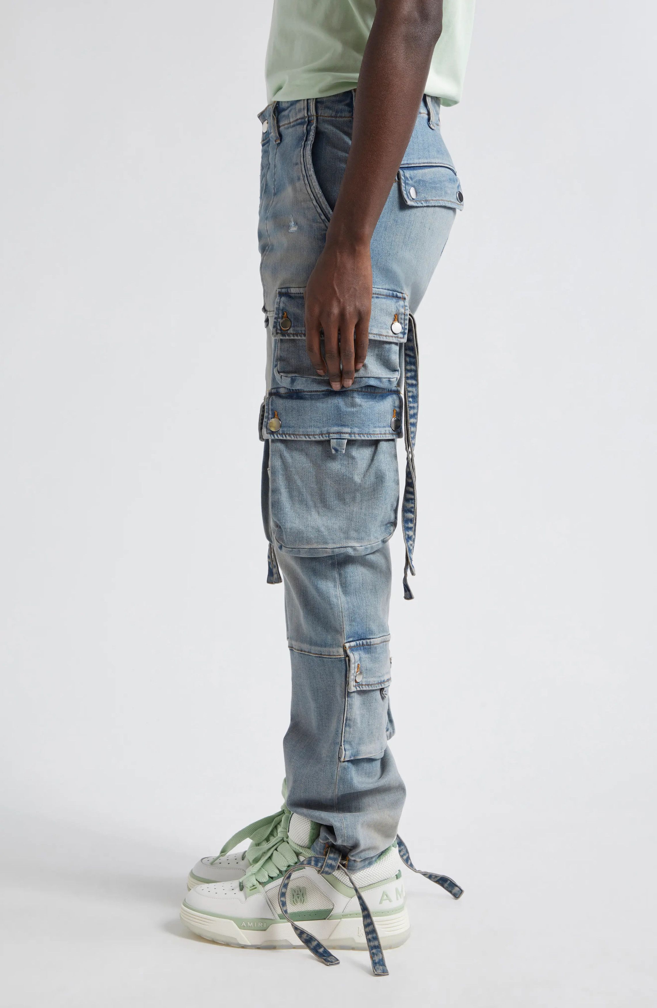 Amiri o1s1wg110425 Tactical Distressed Cargo Jeans in Blue Size US 30 / EU 46 - 5 Thumbnail