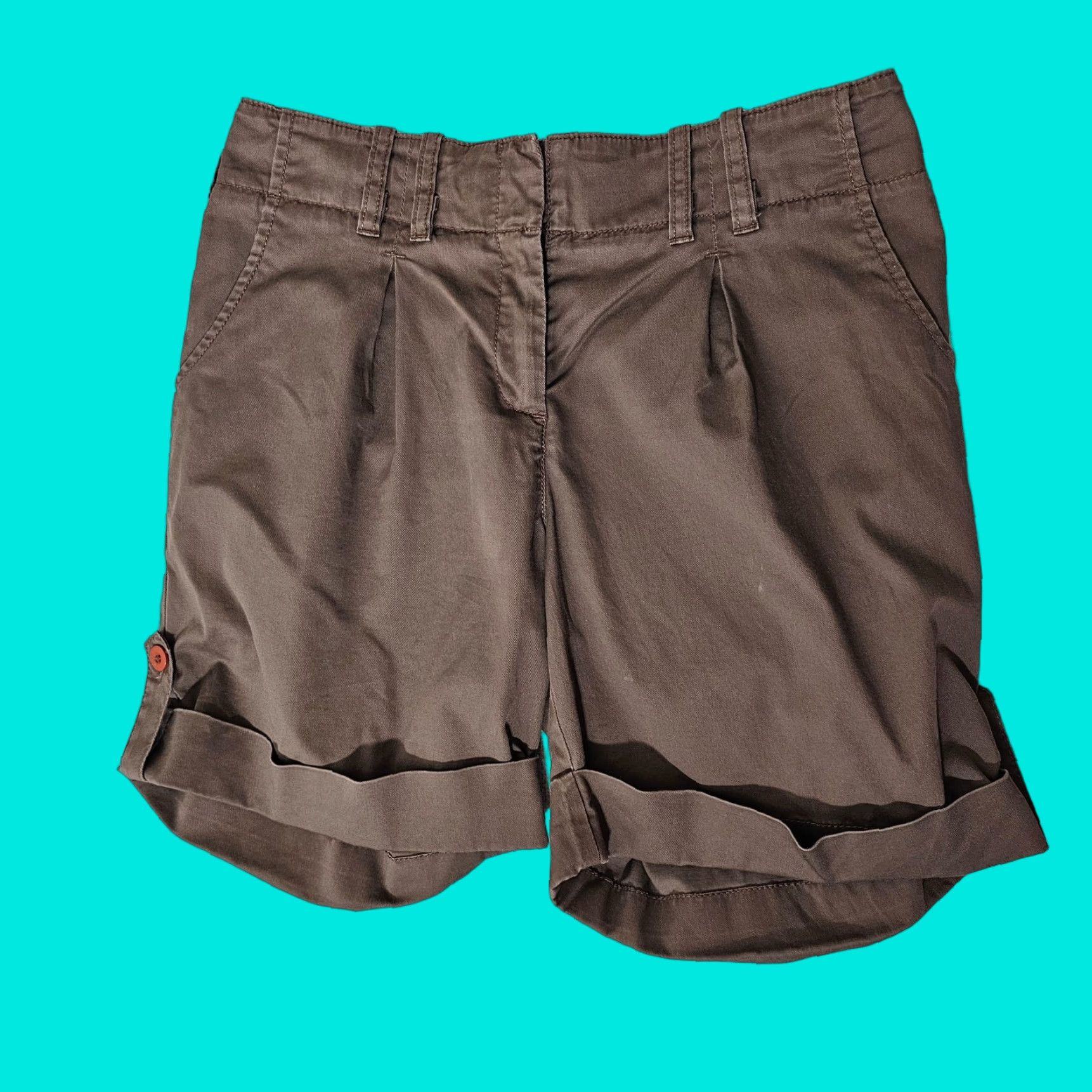 J. Jill J. Jill Shorts Women Bermuda 4P Petites Brown Cotton Cuffed Slash Pocket Zip Mid Rise 5.5 In Solid Flat Front Casual Spring Summer Classic Size 27" / US 4 / IT 40 - 1 Thumbnail