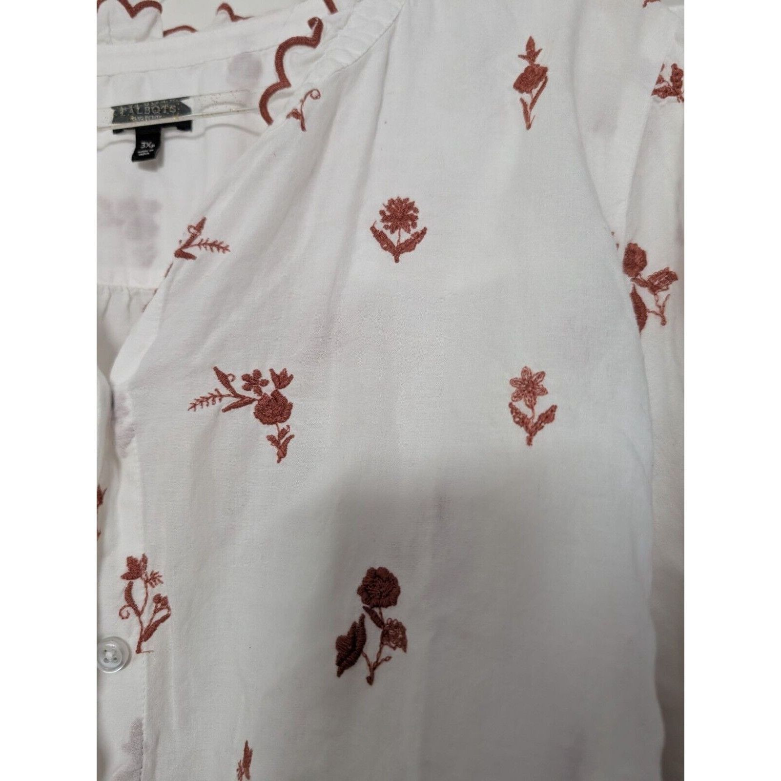 Talbots Talbots Embroidered Floral Shirt Womens Petite Plus Size 3X Size 3XL / US 20-22 - 2 Thumbnail