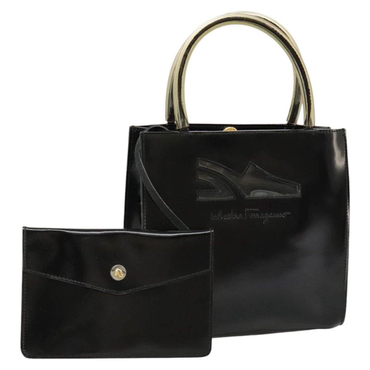 Salvatore Ferragamo Wanda Black Patent Leather Handbag (Pre-Owned) Size ONE SIZE - 1 Thumbnail