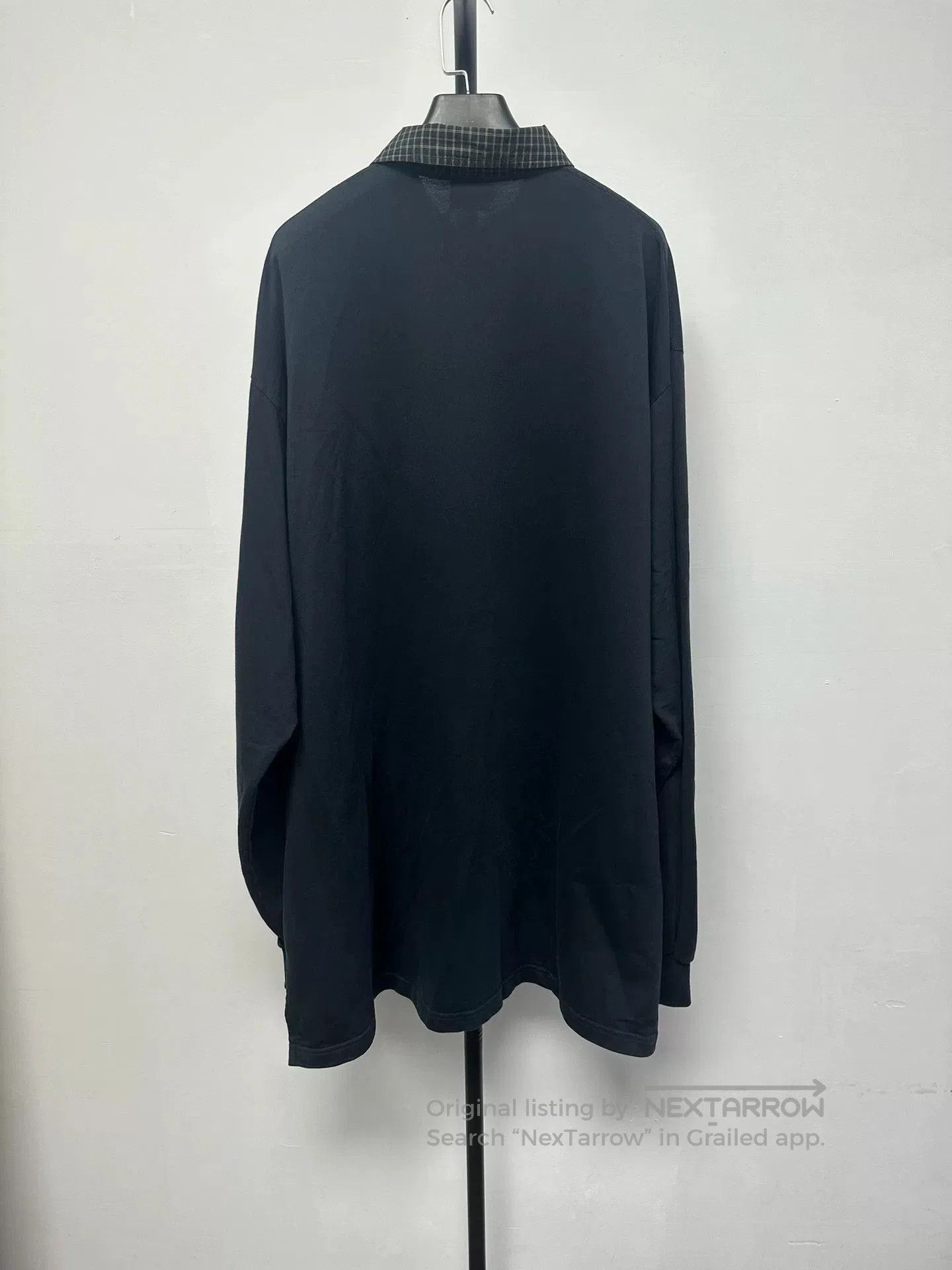 Balenciaga Balenciaga Solid Plaid Collar Long-Sleeve Polo. Size US M / EU 48-50 / 2 - 2 Thumbnail