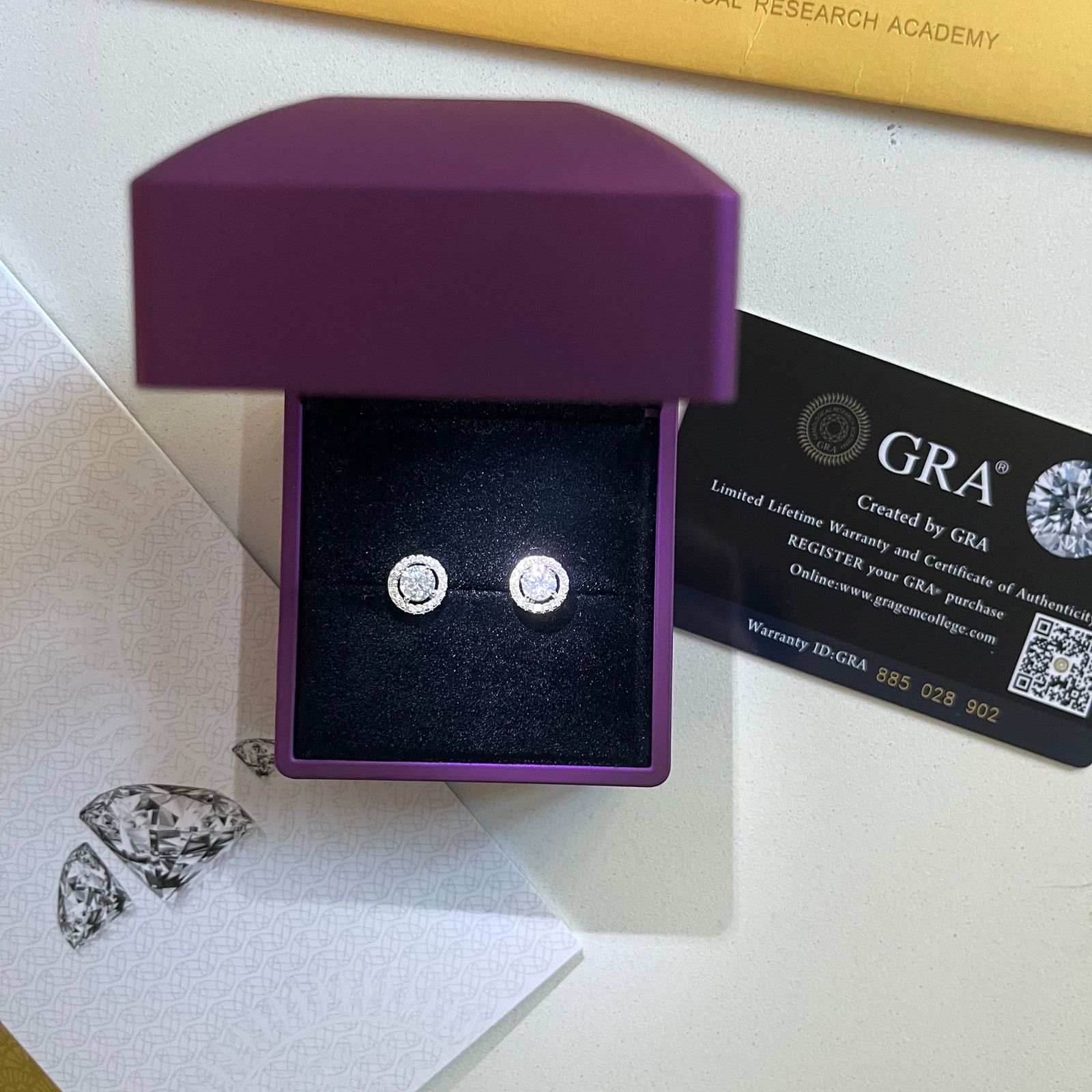 Unknown London Moissanite Halo Earrings, OVER 1 cttw, COA Included 2x Size ONE SIZE - 1 Thumbnail