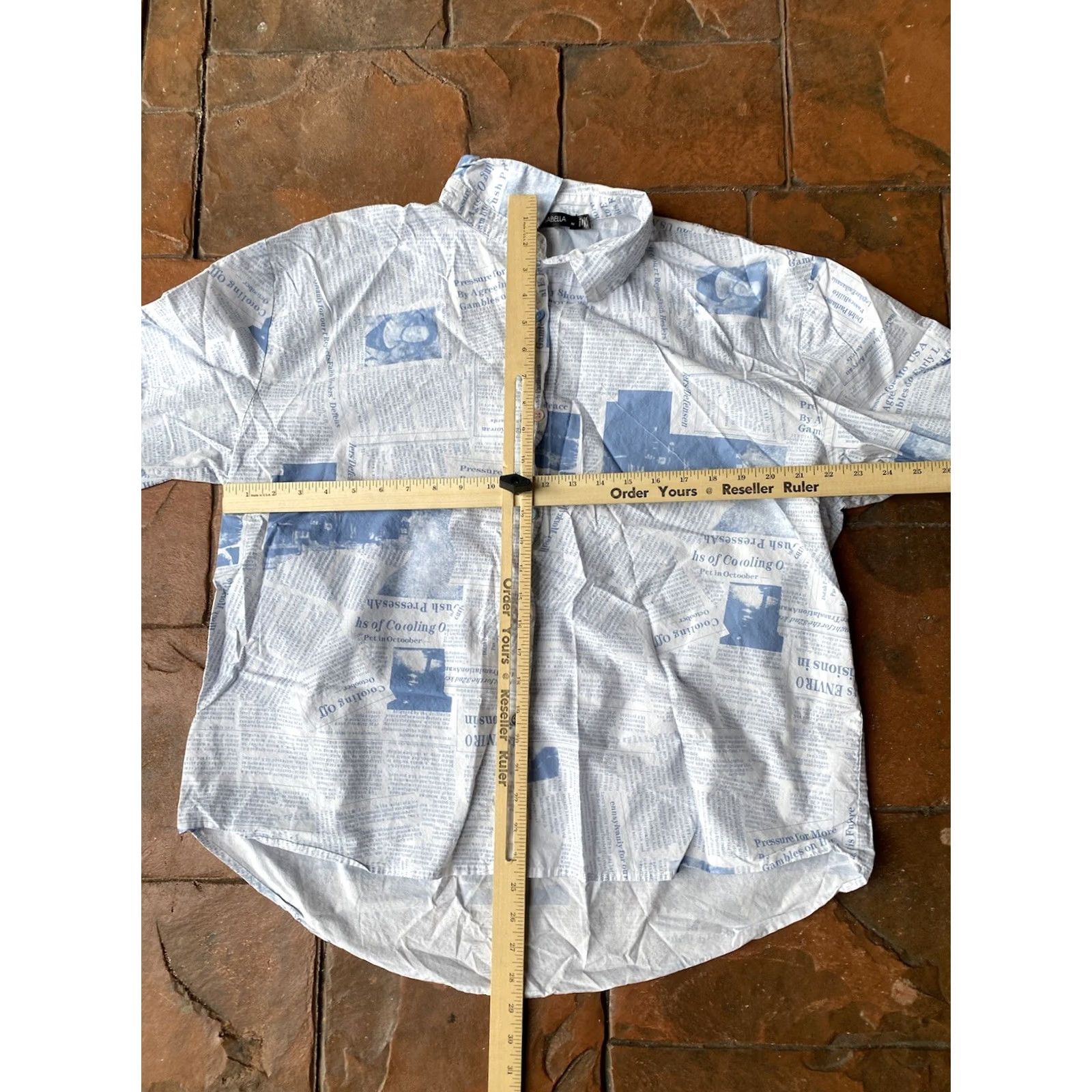 Vintage Gabby Isabella Newspaper Print Button Up Dress Shirt Womens Medium Shirt Regular White 80s 90s Vintage No Size M / US 6-8 / IT 42-44 - 6 Thumbnail