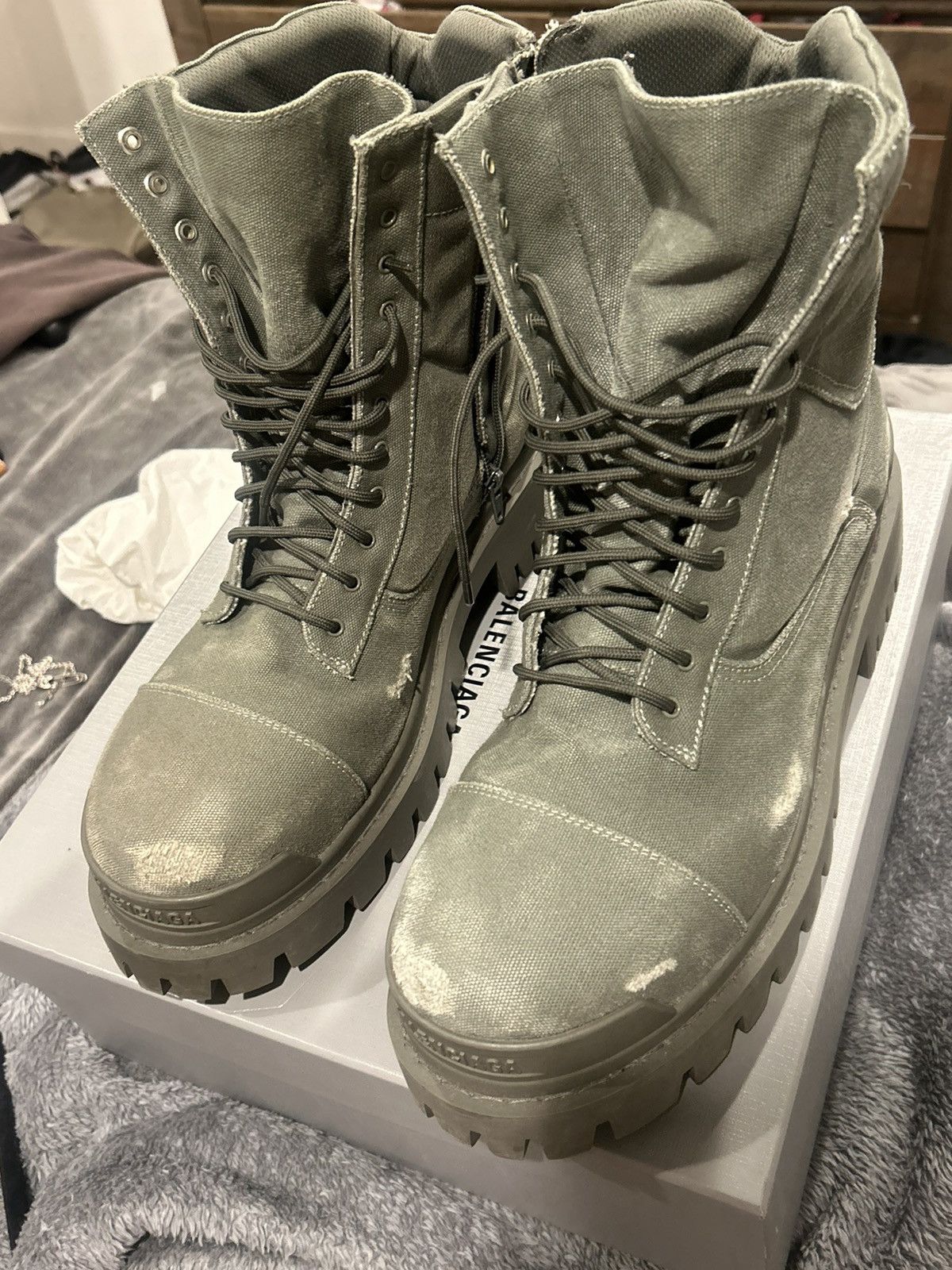 Balenciaga Balenciaga green strike boots canvas Size US 13 / EU 46 - 16 Thumbnail