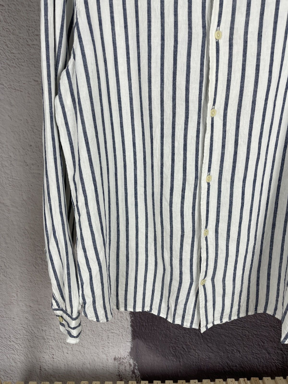 Allsaints Allsaints Dedham long sleeve striped shirt linen blend Size US XXL / EU 58 / 5 - 4 Thumbnail