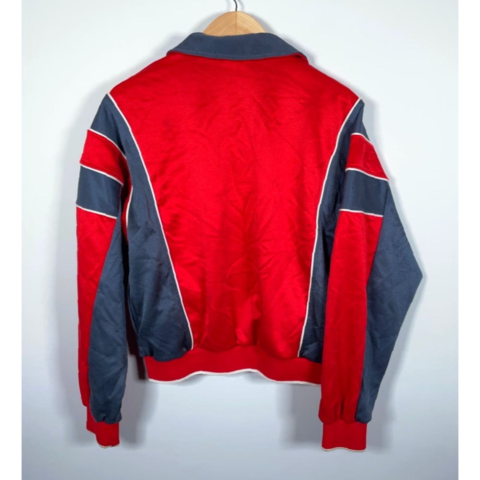 Nike VINTAGE Nike Track Jacket Men's Medium Red Black Polyester Gray Boxy Fit Full Zip Pockets 80s 90s Retro Hip Hop Size US M / EU 48-50 / 2 - 2 Thumbnail
