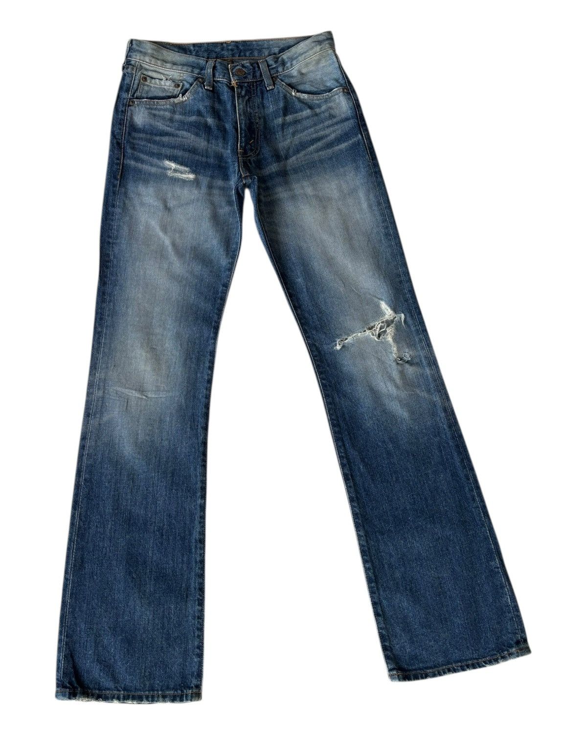 Hedi Slimane × Jean × Levi's Vintage Levis 517 Japan Flare Bootcut Distressed Denim Jean Size US 29 - 3 Thumbnail