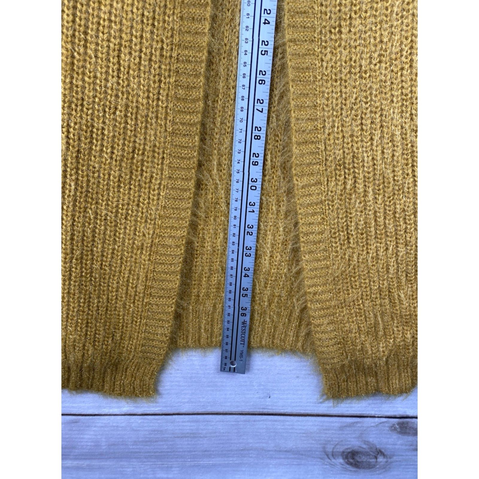 Vintage QED London Cardigan Sweater Womens S Gold Long Duster Cable Knit Dolman Sleeve Size S / US 4 / IT 40 - 4 Thumbnail