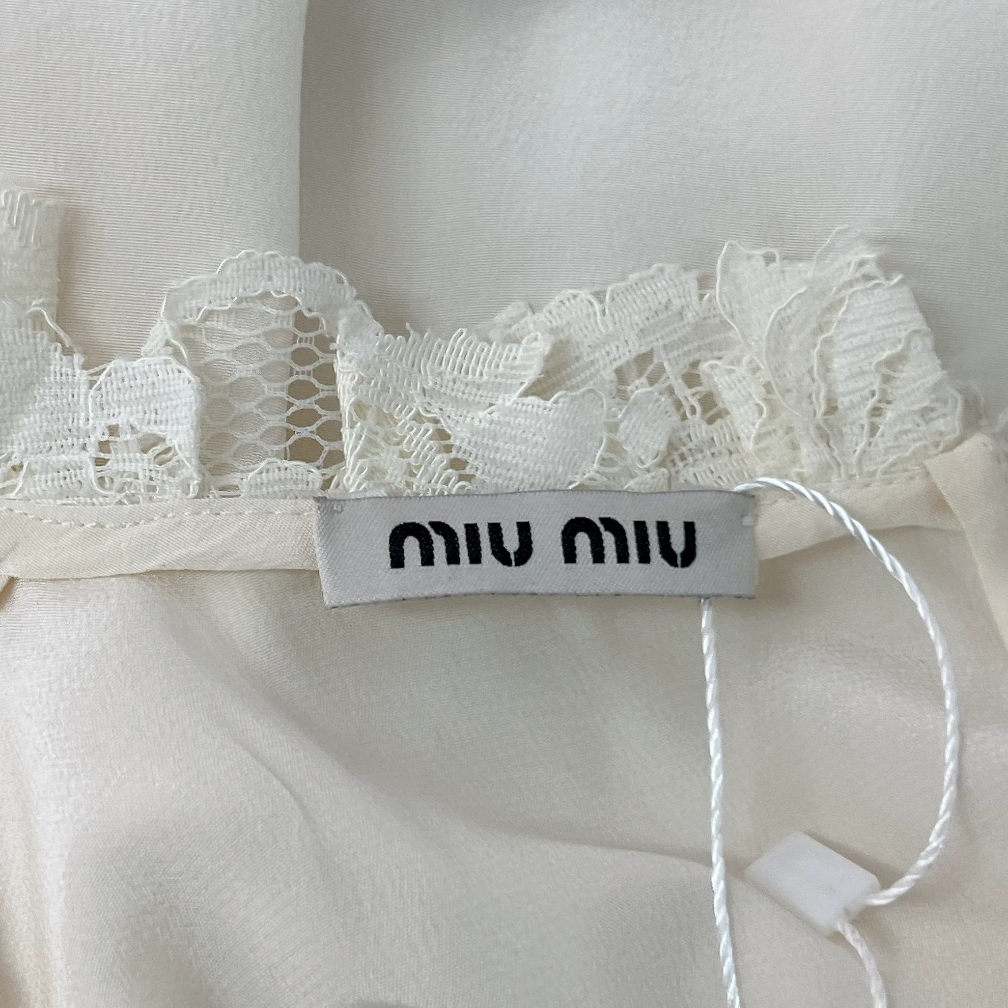 Miu Miu MIU MIU White Silk Top 36 7476 Size XS / US 0-2 / IT 36-38 - 7 Thumbnail