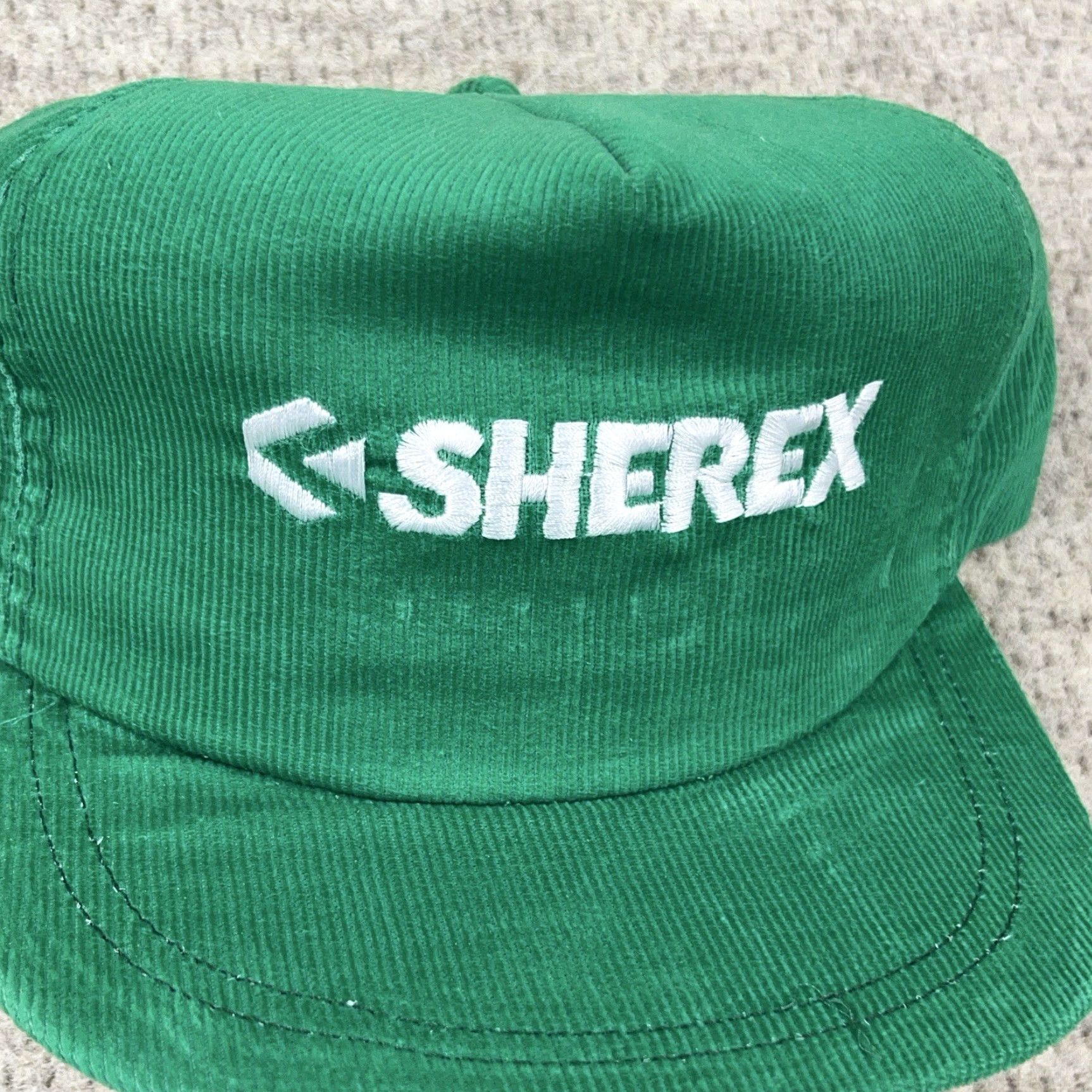 Vintage VINTAGE Corduroy Trucker Hat Cap SnapBack Green Made In USA Sherex Coal Mine 80s Mens Adjustable Hat Green 80s Retro USA Trucker Hat Size ONE SIZE - 2 Thumbnail