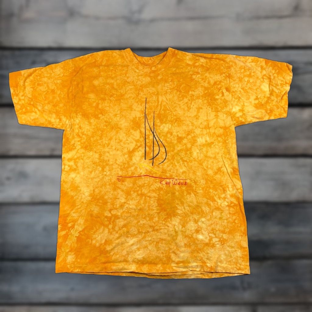Vintage VTG Key West Florida T-Shirt Adult XL Orange Tie-Dye Short Sleeve Crew Neck 1990s Vintage Hippie Graphic Print Mens XL Size US XL / EU 56 / 4 - 1 Thumbnail