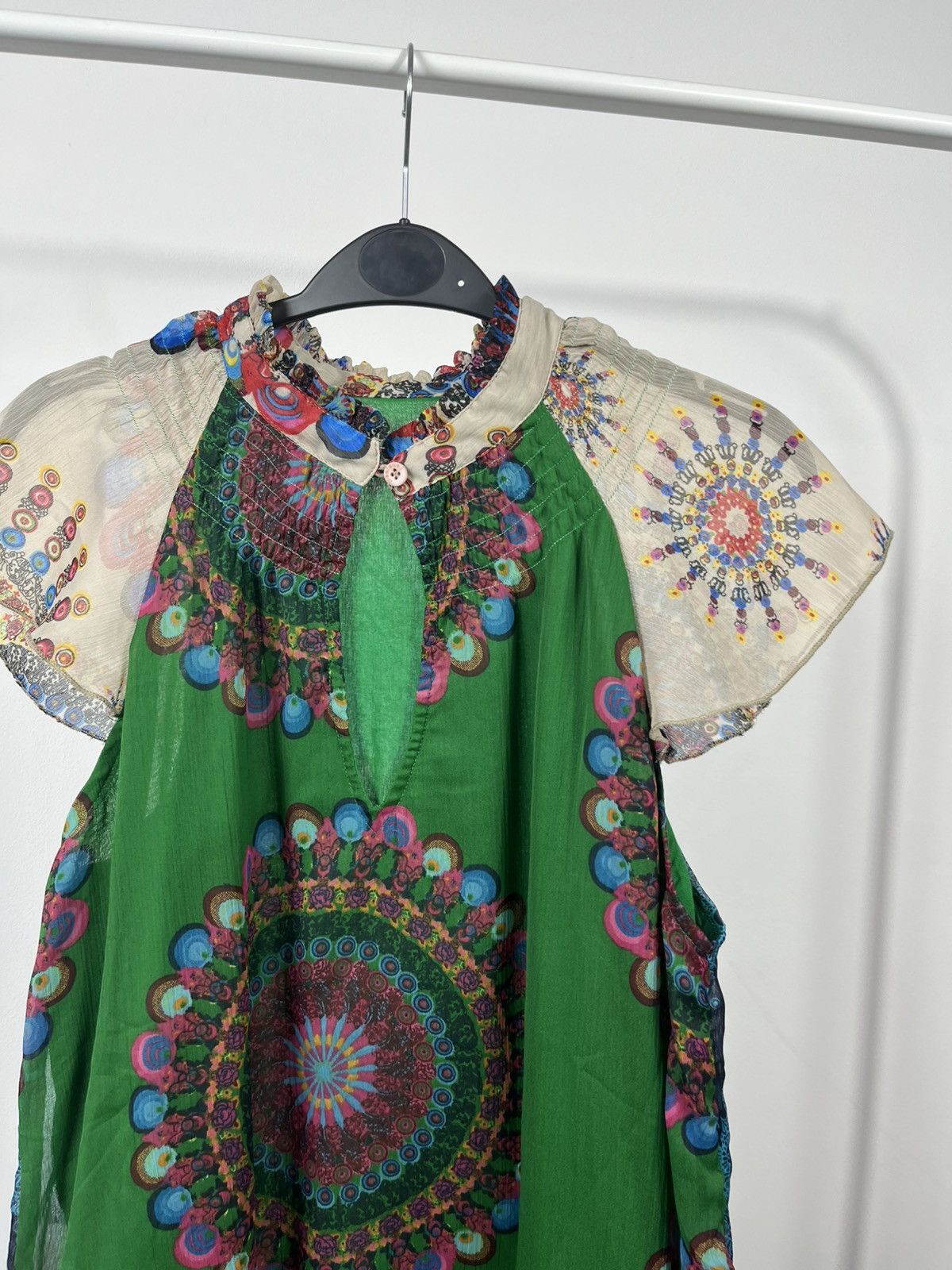 Desigual Desigual multicolor boho mini dress green abstract print L Size L / US 10 / IT 46 - 3 Thumbnail