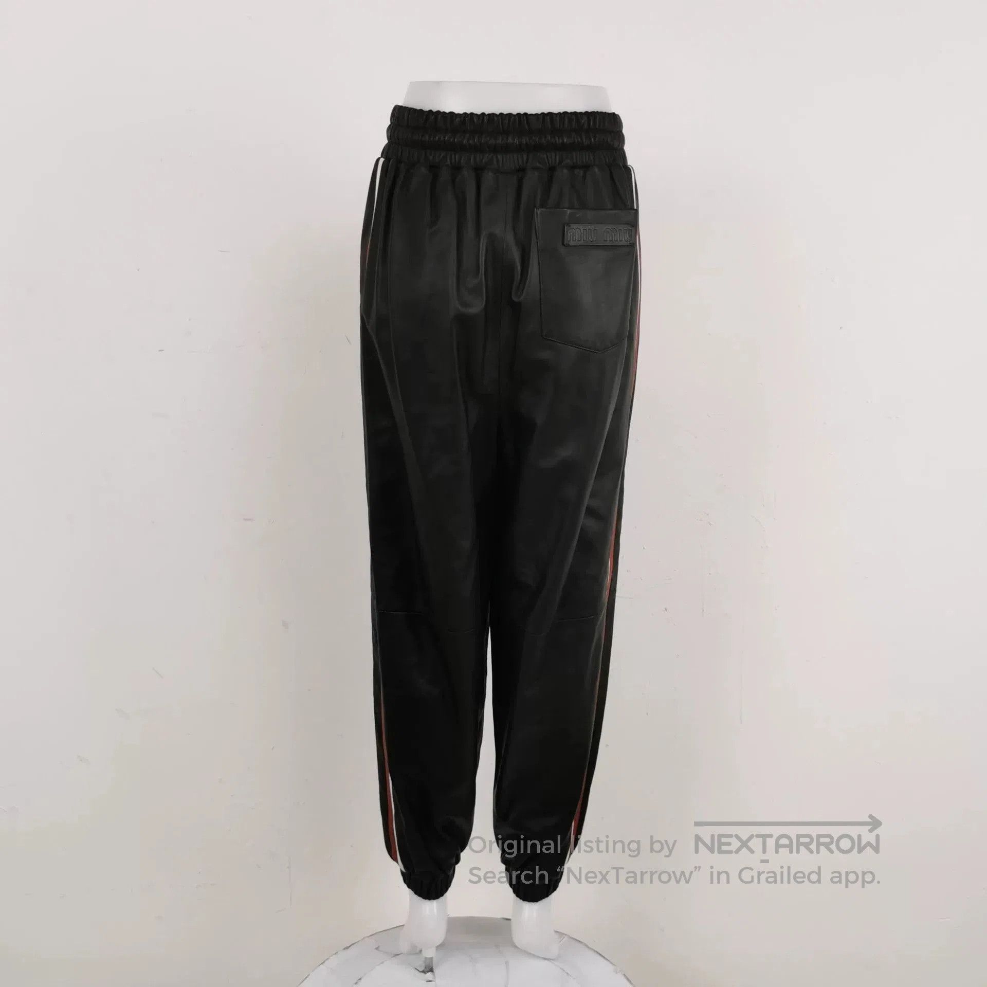 Miu Miu miu miu leather casual pants with stripes. Size US 38 / EU 54 - 2 Thumbnail