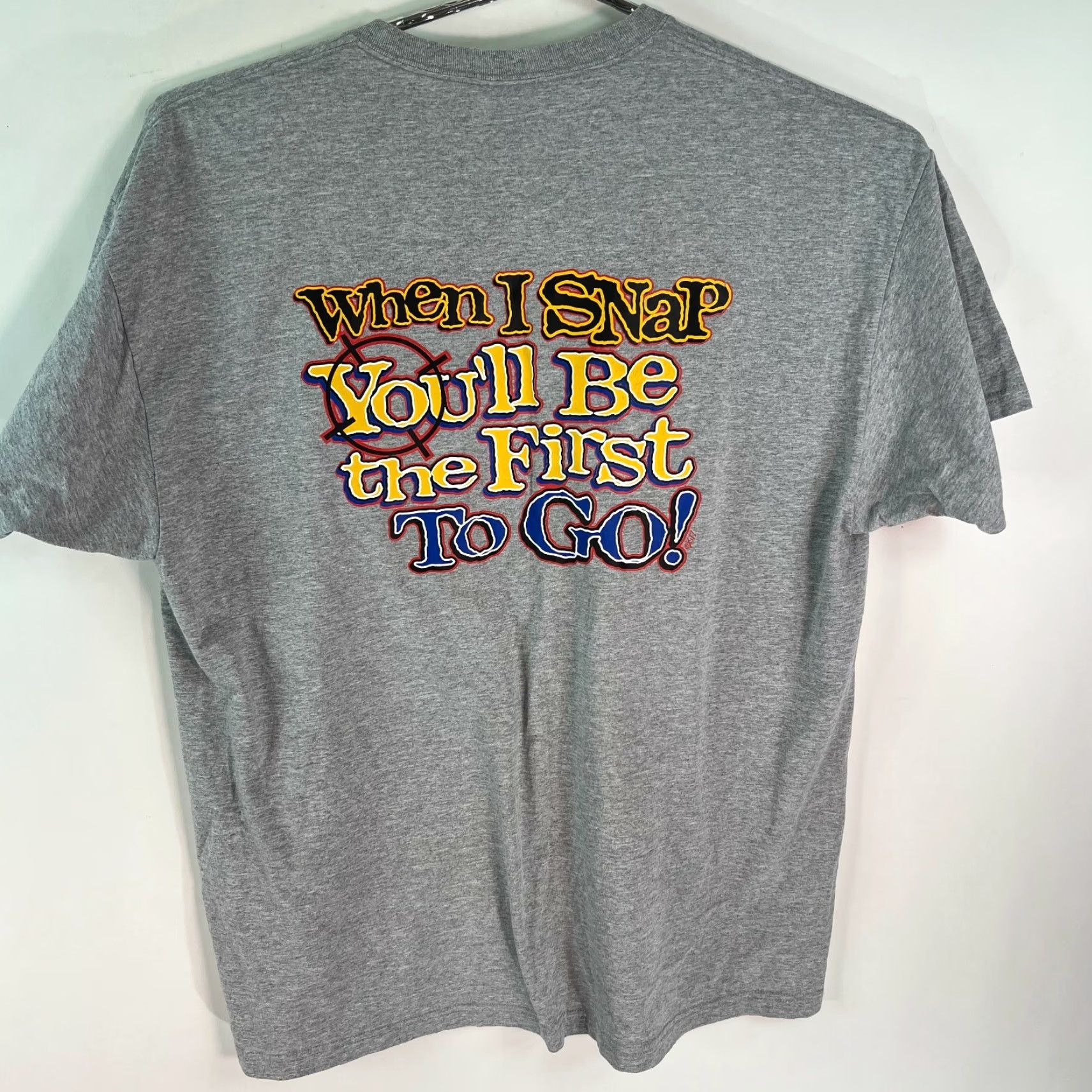 Fruit Of The Loom Fruit Of The Loom Mens Gray T Shirt 2XL When I Snap You'll Be The First To Go! Funny Graphic Crew Neck Short Sleeve 90% Cotton 10% Polyester Regular Size US XXL / EU 58 / 5 - 3 Thumbnail
