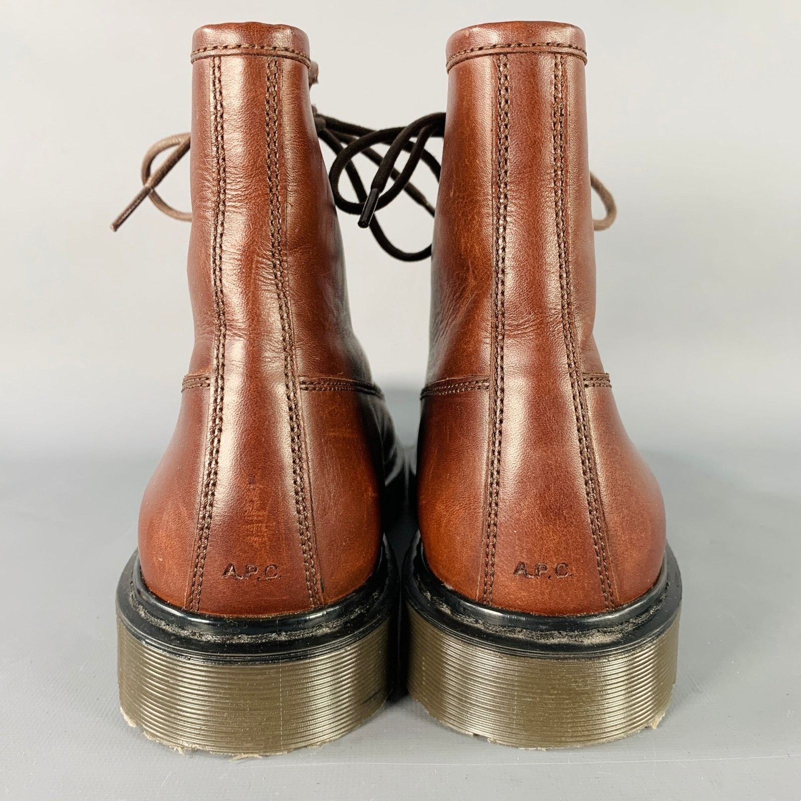 A.P.C. A.P.C. Size 11 Brown Leather Lace-Up Rubber Sole Ankle Boots Size US 11 / EU 44 - 3 Thumbnail