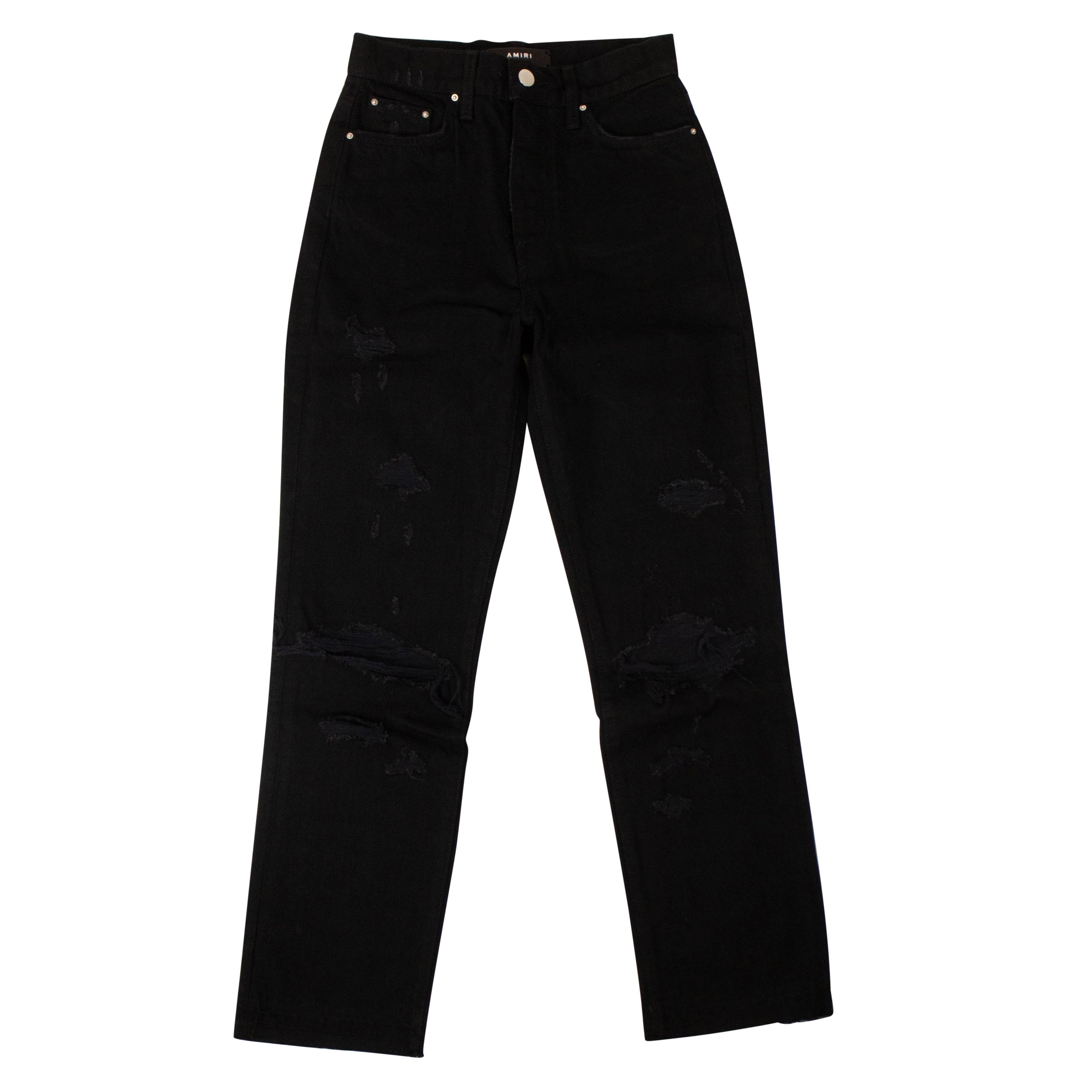 image of Amiri Black Thrasher Crop Straight Jean Pants Size 26, Men's