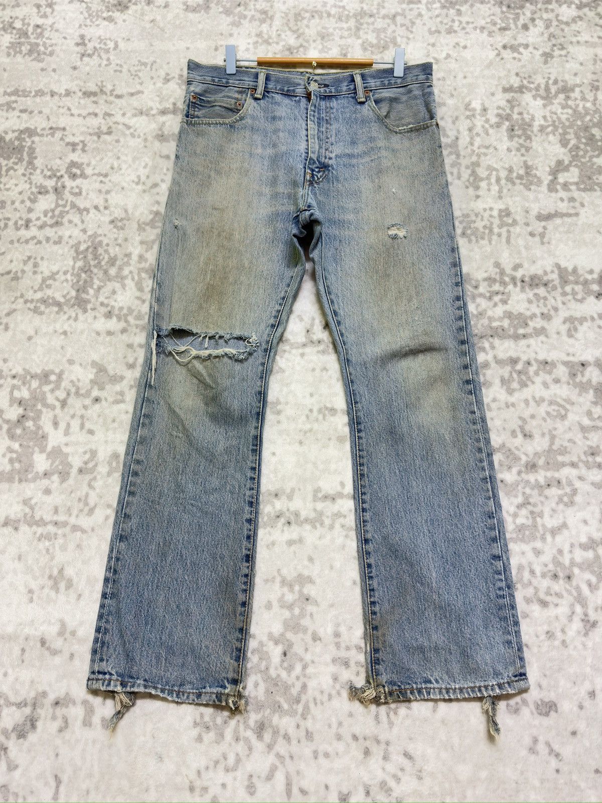 Levi's Vintage Levi's 517 Flared Bootcut Mud Wash Distressed Jeans Size US 33 - 1 Thumbnail