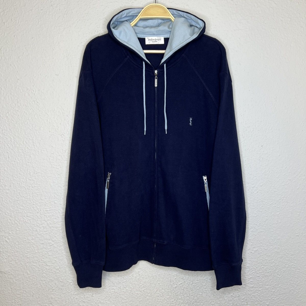 Designer × Yves Saint Laurent Yves Saint Laurent YSL Hoodie Zip Sweatshirt Navy Logo Size US L / EU 52-54 / 3 - 1 Thumbnail