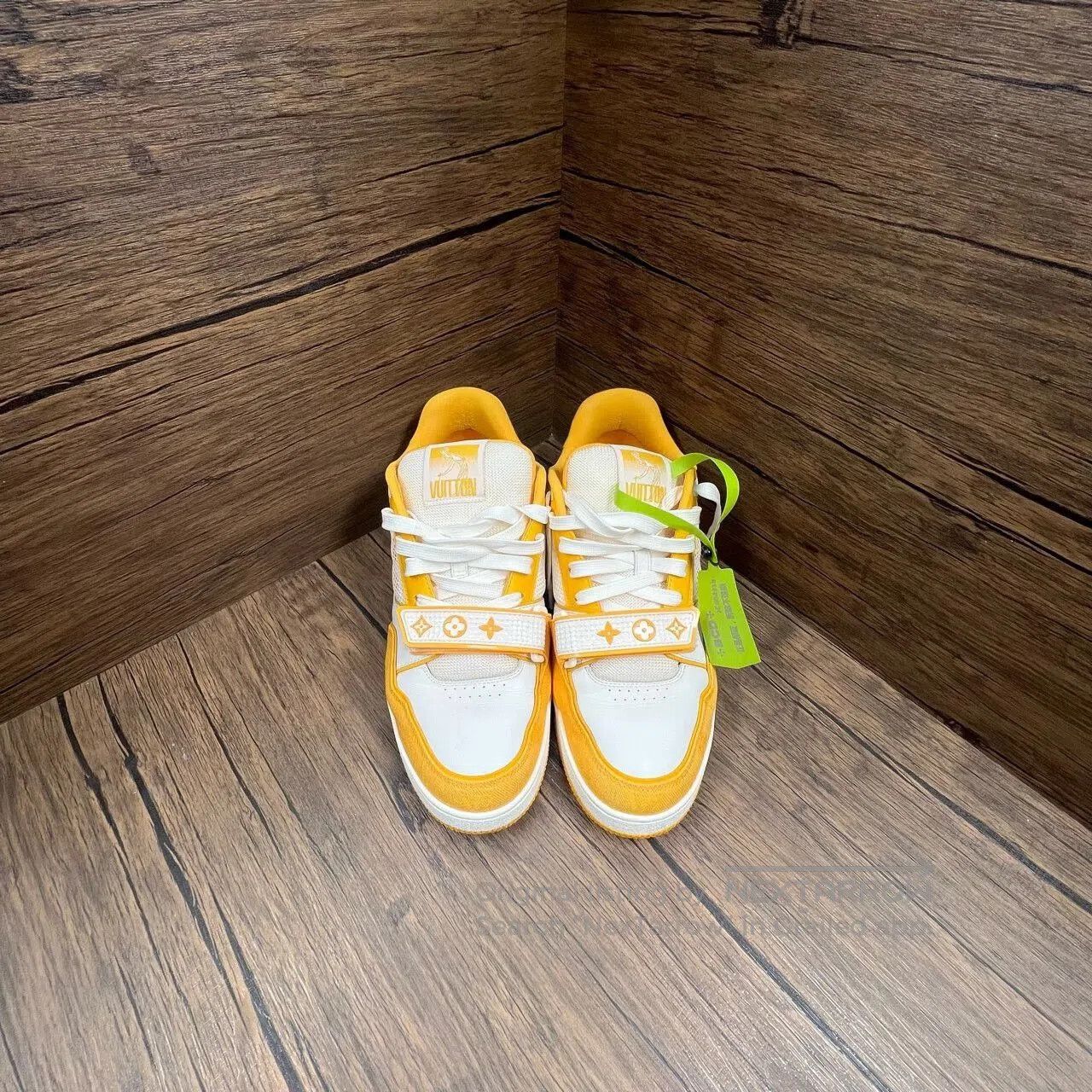 Louis Vuitton LV Trainer White Yellow Velcro Sneakers. Size US 9.5 / EU 42-43 - 2 Thumbnail