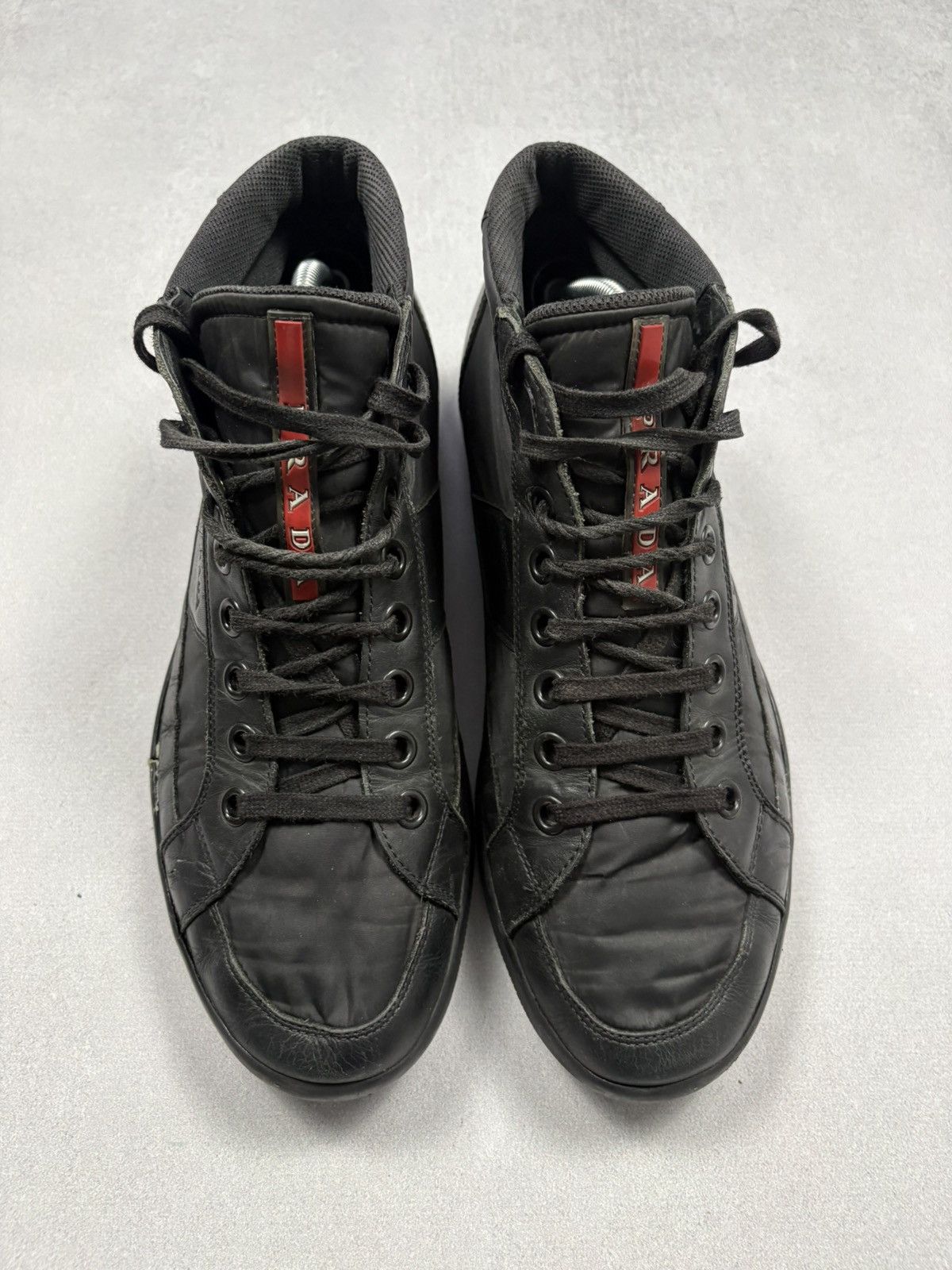 Prada Prada High-Top Sneakers Black Leather Nylon Red Tab US 9 Y2K Size US 9 / EU 42 - 2 Thumbnail
