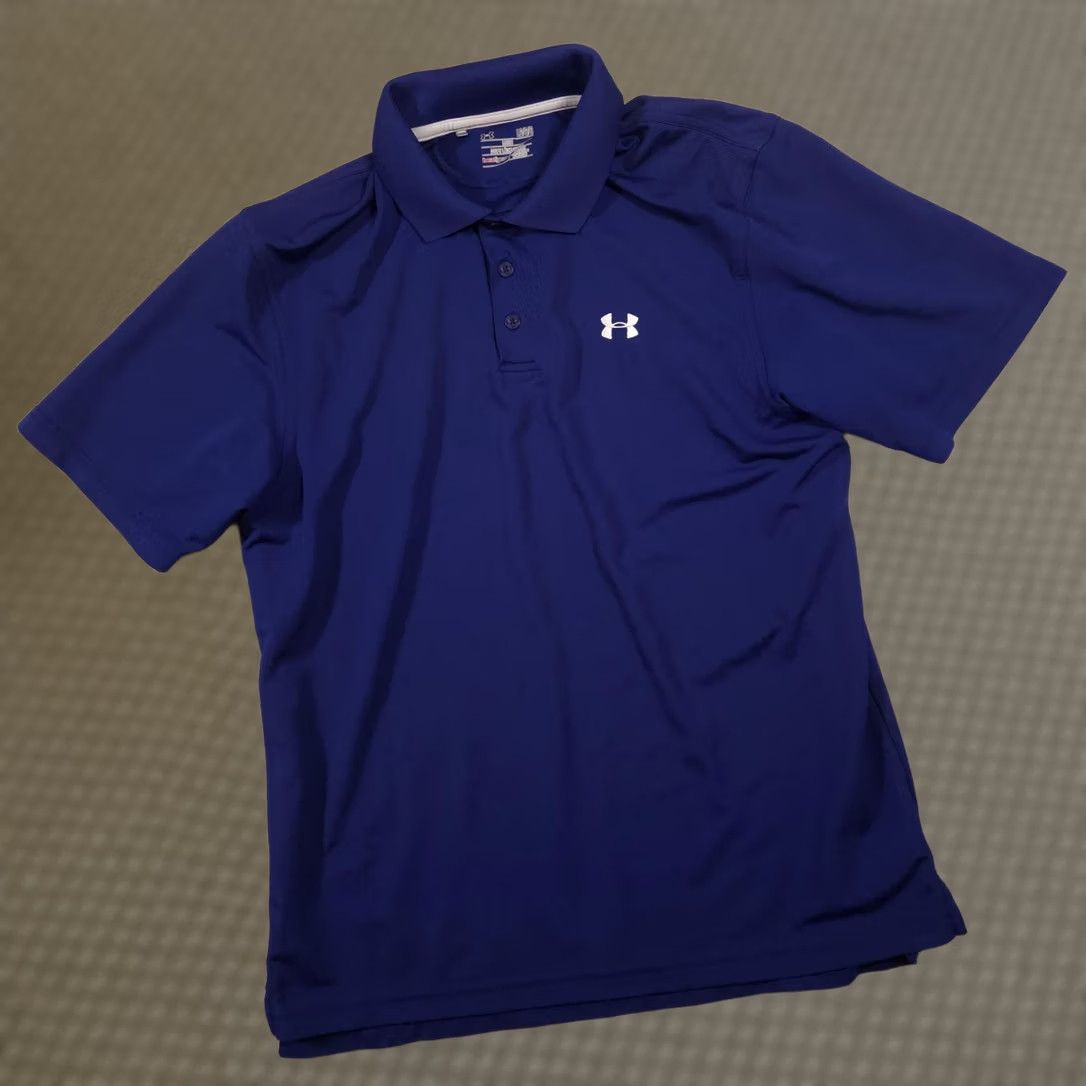 Under Armour Under Armour Polo Shirt Mens Large Blue Short Sleeve Golf Performance HeatGear Size US L / EU 52-54 / 3 - 1 Thumbnail