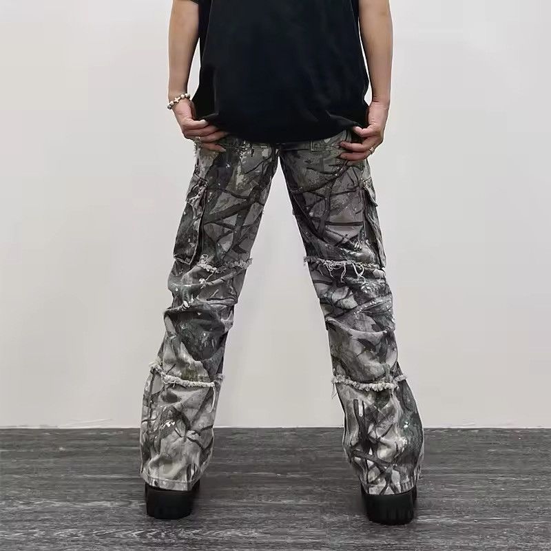 Japanese Brand × Jean Camouflage Y2K Fashion Baggy Flare Jean Size US 28 / EU 44 - 2 Thumbnail