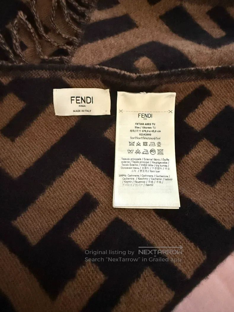 Fendi Fendi size 170*45 cm Brown and black FF floral cashmere sca Size ONE SIZE - 2 Thumbnail