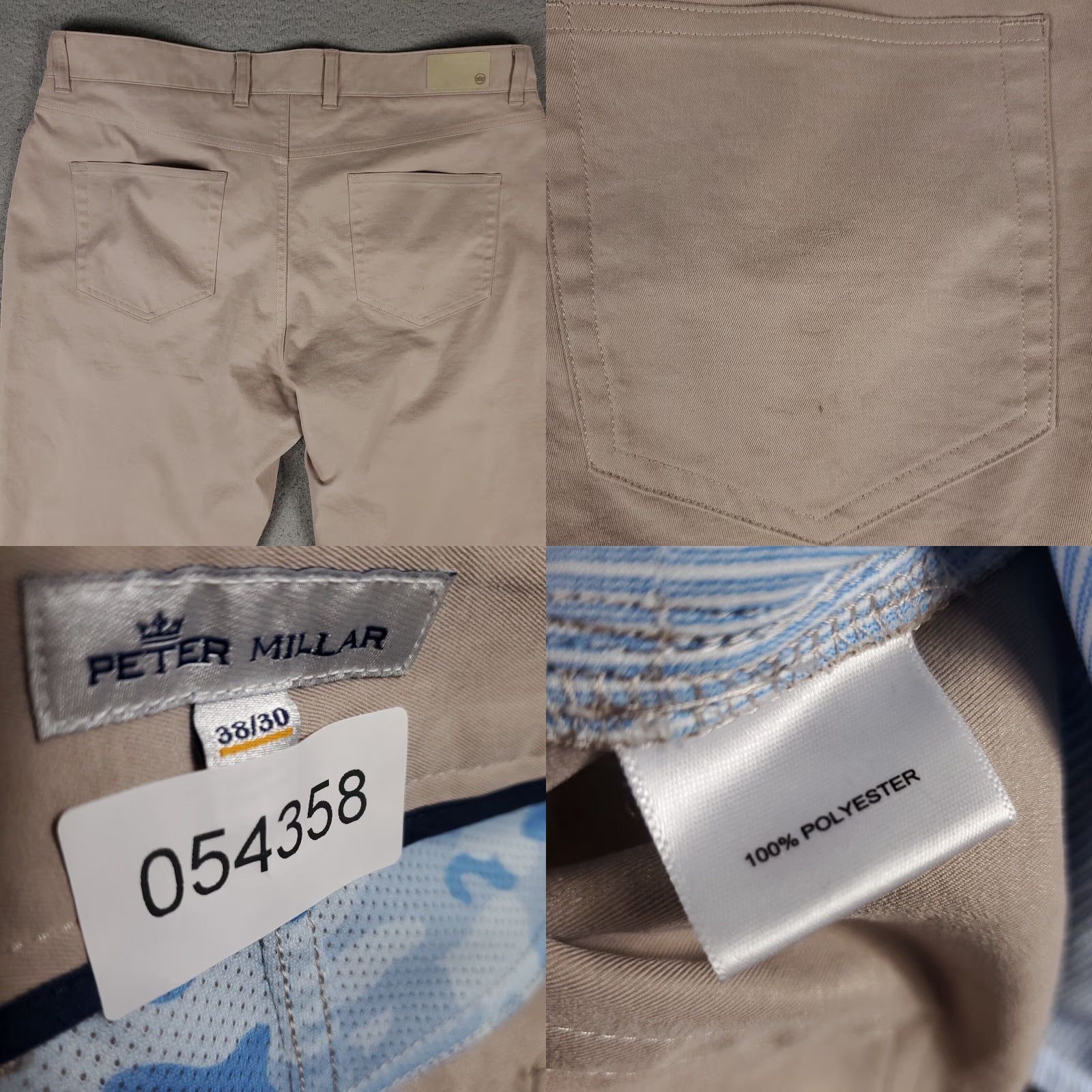 Peter Millar PETER MILLAR Chino Pants Mens Size 38x28 Beige 5-Pocket Stretch Golf Regular Fit Size US 38 / EU 54 - 8 Thumbnail