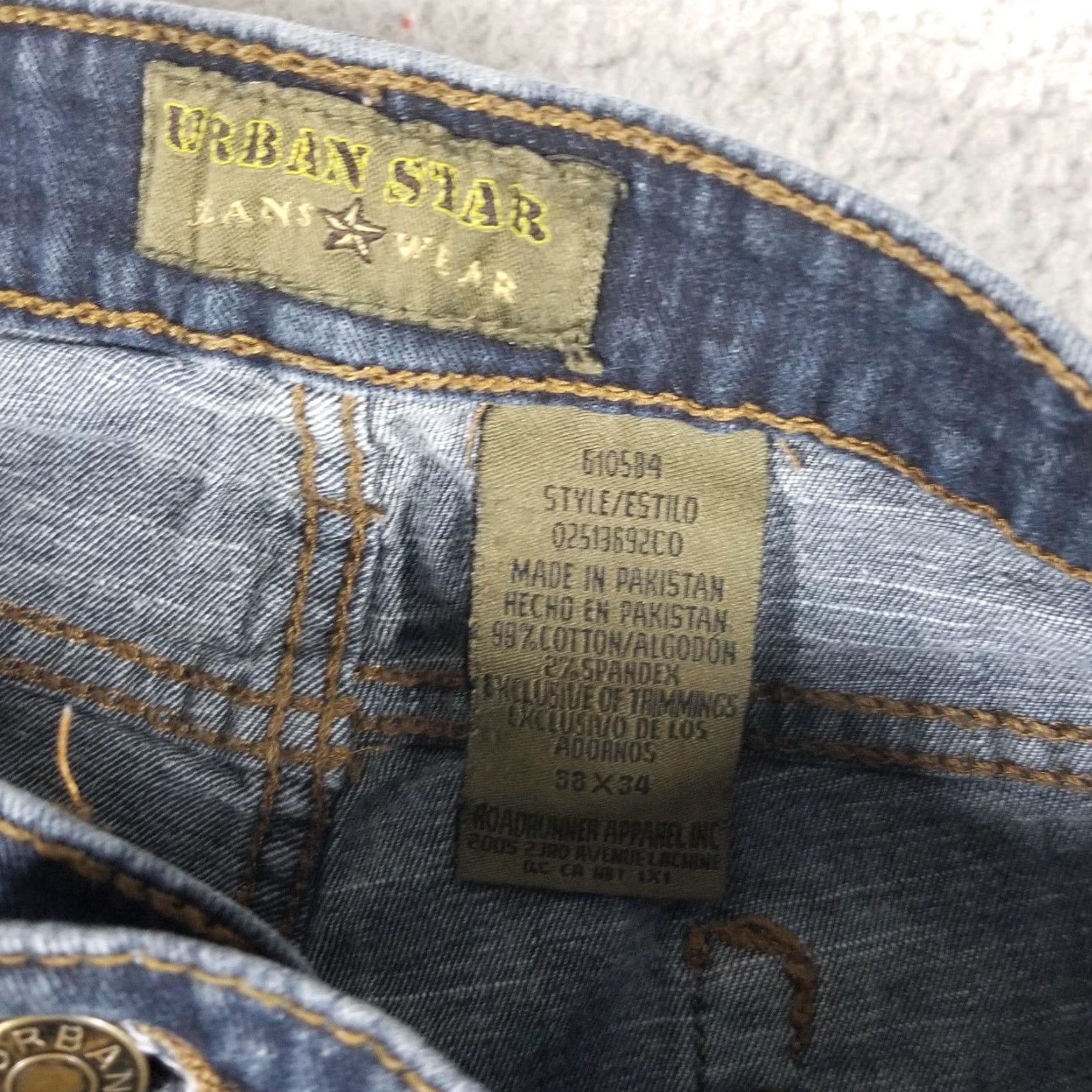 Vintage Urbanstar Jeans Mens 36x34 Blue Denim Straight Leg Stretch 5 Pocket 610594 Size US 36 / EU 52 - 7 Thumbnail