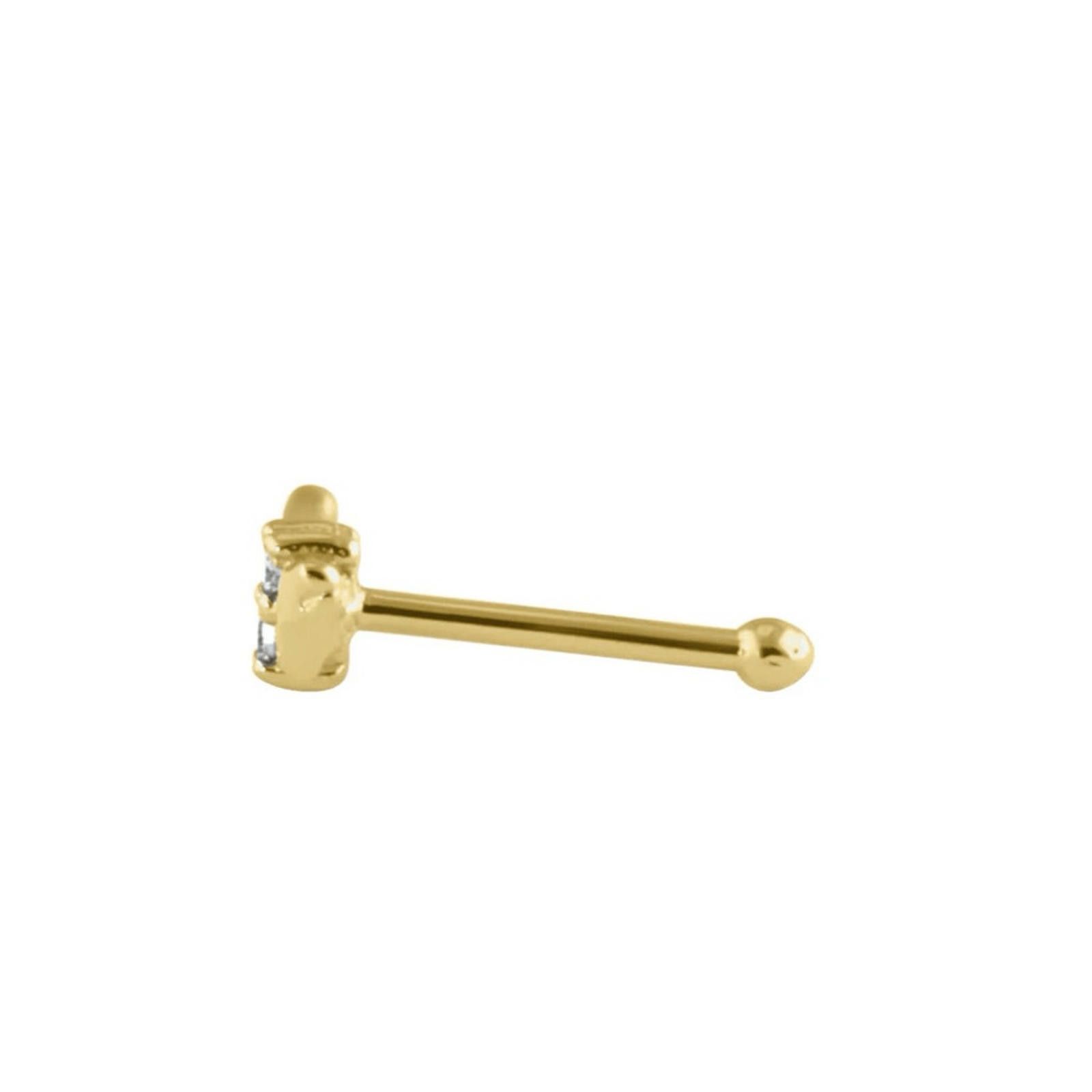 NBDN Nobrandedon Solid 14K Gold CZ Wings Nose Stud New Size ONE SIZE - 3 Thumbnail