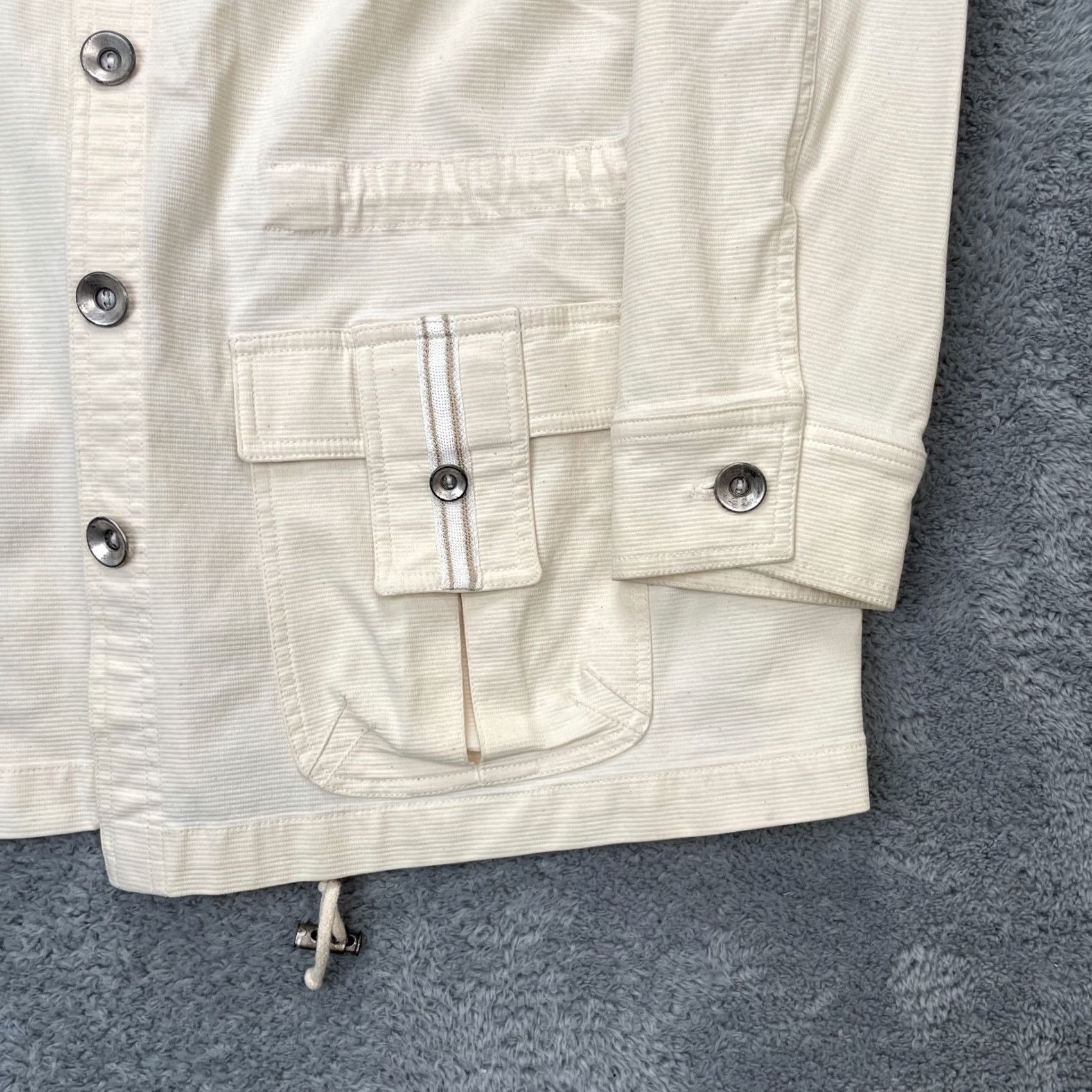 St. John St John Sport Jacket Womens XL Beige Canvas Cotton Pockets Button Front Jacket Size XL / US 12-14 / IT 48-50 - 5 Thumbnail