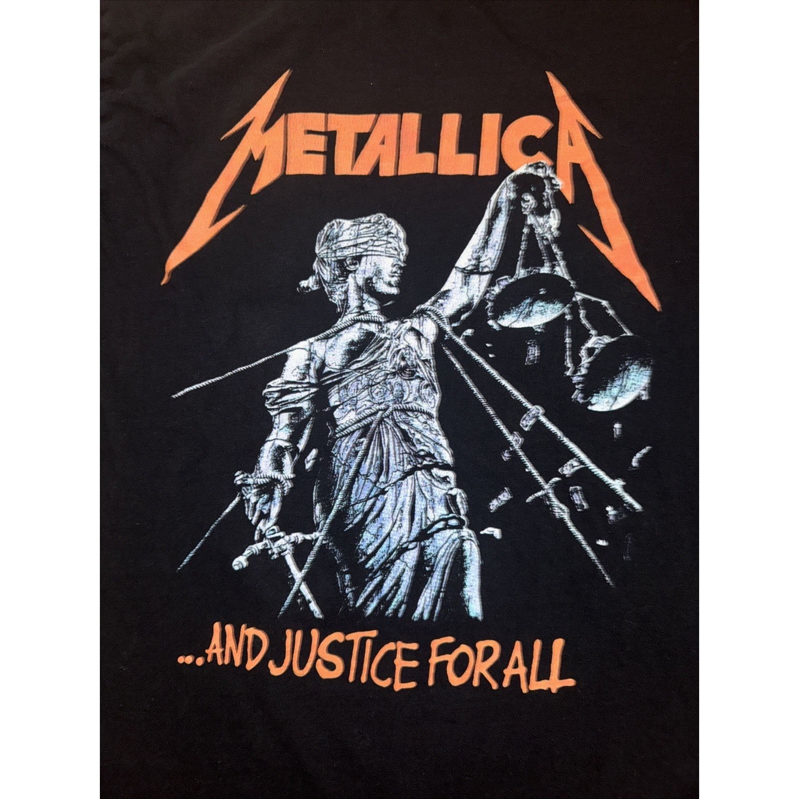 Band Tees × Vintage Metallica Justice For All Graphic T-Shirt Black M 19x26 Size US M / EU 48-50 / 2 - 2 Thumbnail