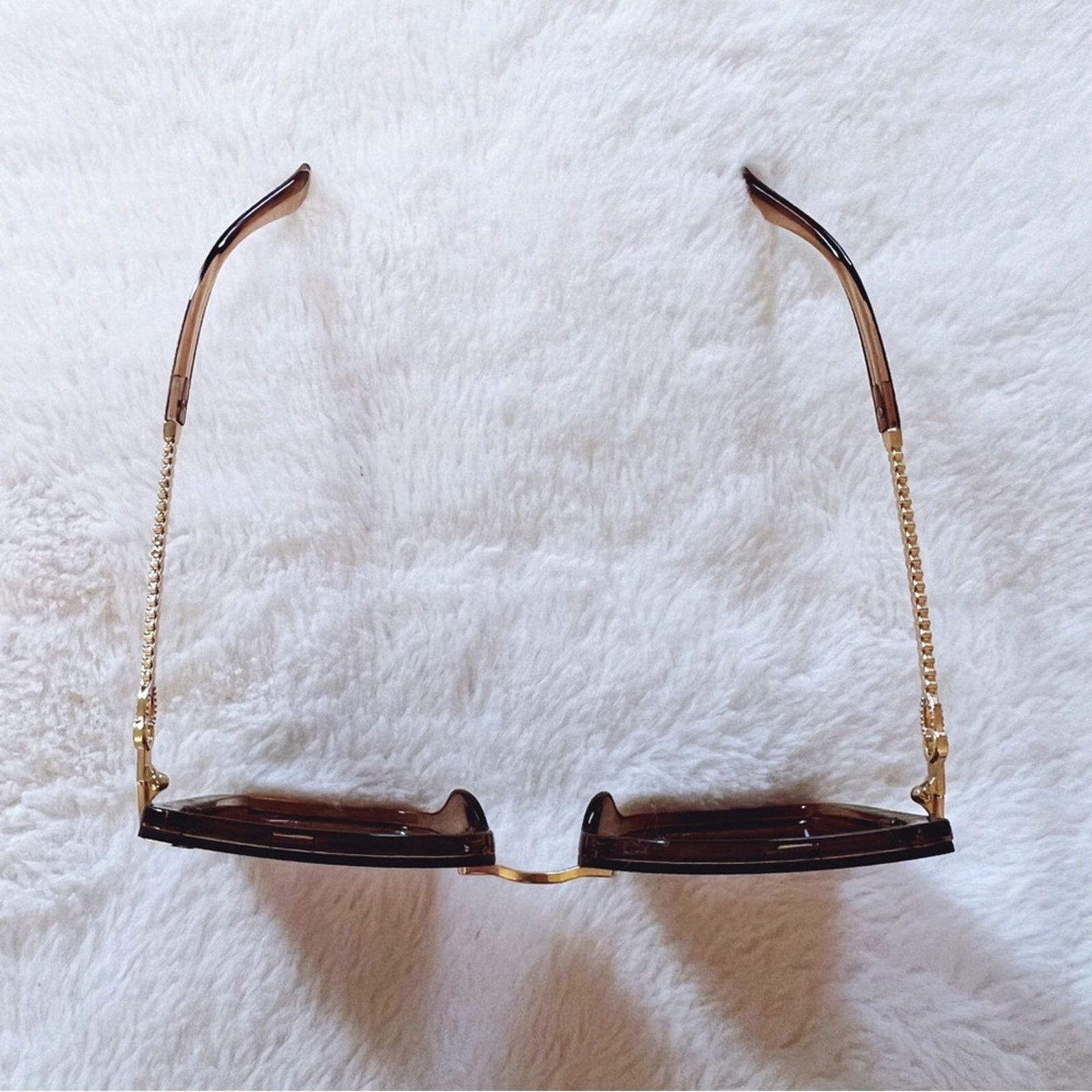 Other Gia Clear Brown Elegant Chain Link Oversized Sunglasses Size ONE SIZE - 4 Thumbnail