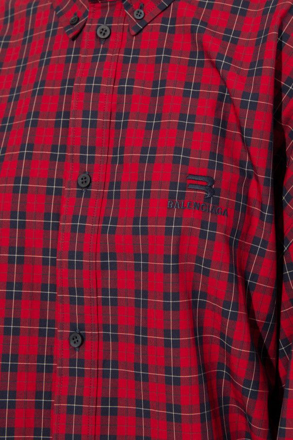 Balenciaga o1mle0424 Oversized Shirt in Red Size S / US 4 / IT 40 - 5 Thumbnail