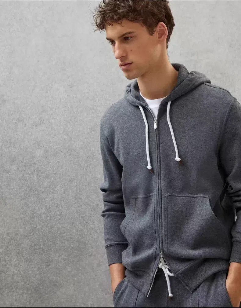 Brunello Cucinelli Brunello Cucinelli Men's Grey Hooded Sweatshirt Jacket Size US XS / EU 42 / 0 - 6 Thumbnail